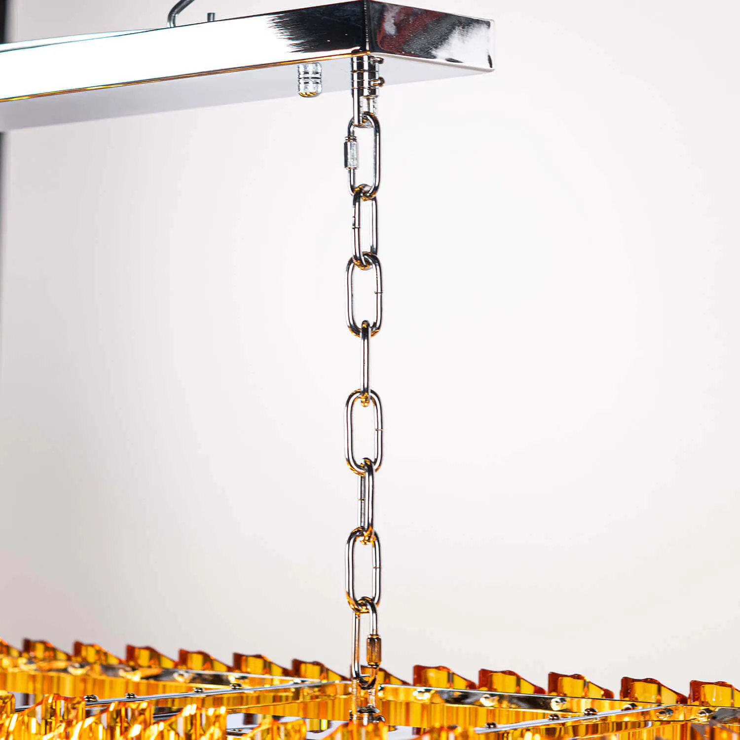 Avlång Kristallkrona 120cm Bärnsten/Krom - Verona