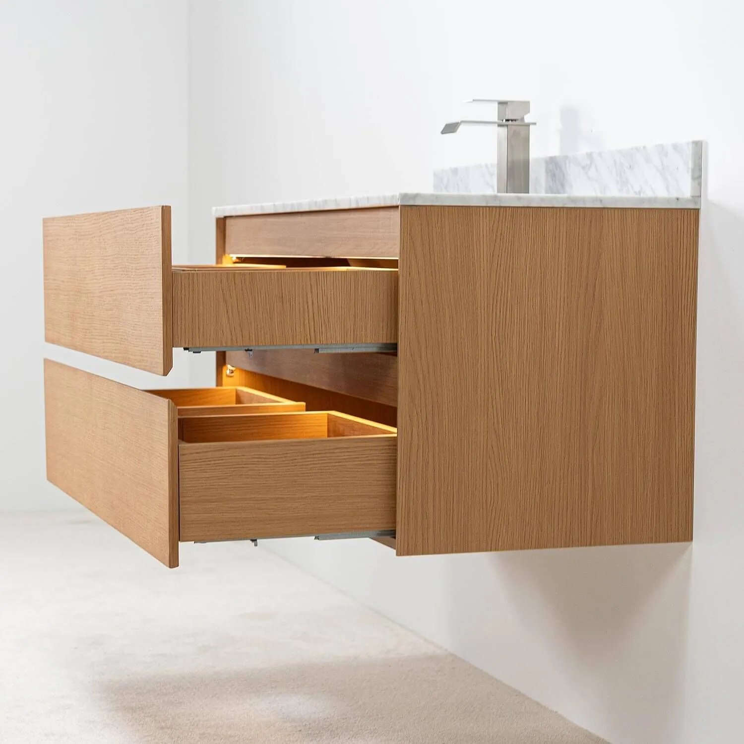 Badrumskommod Ek 100cm Vit Marmor - Marstrand