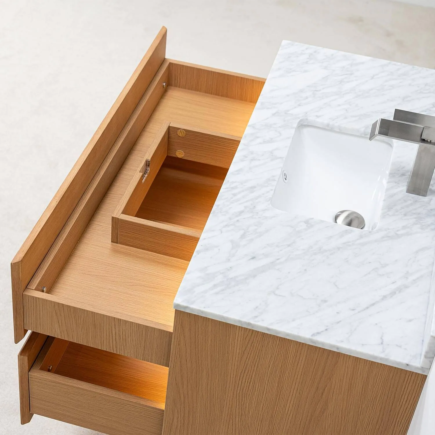 Badrumskommod Ek 100cm Vit Marmor - Marstrand