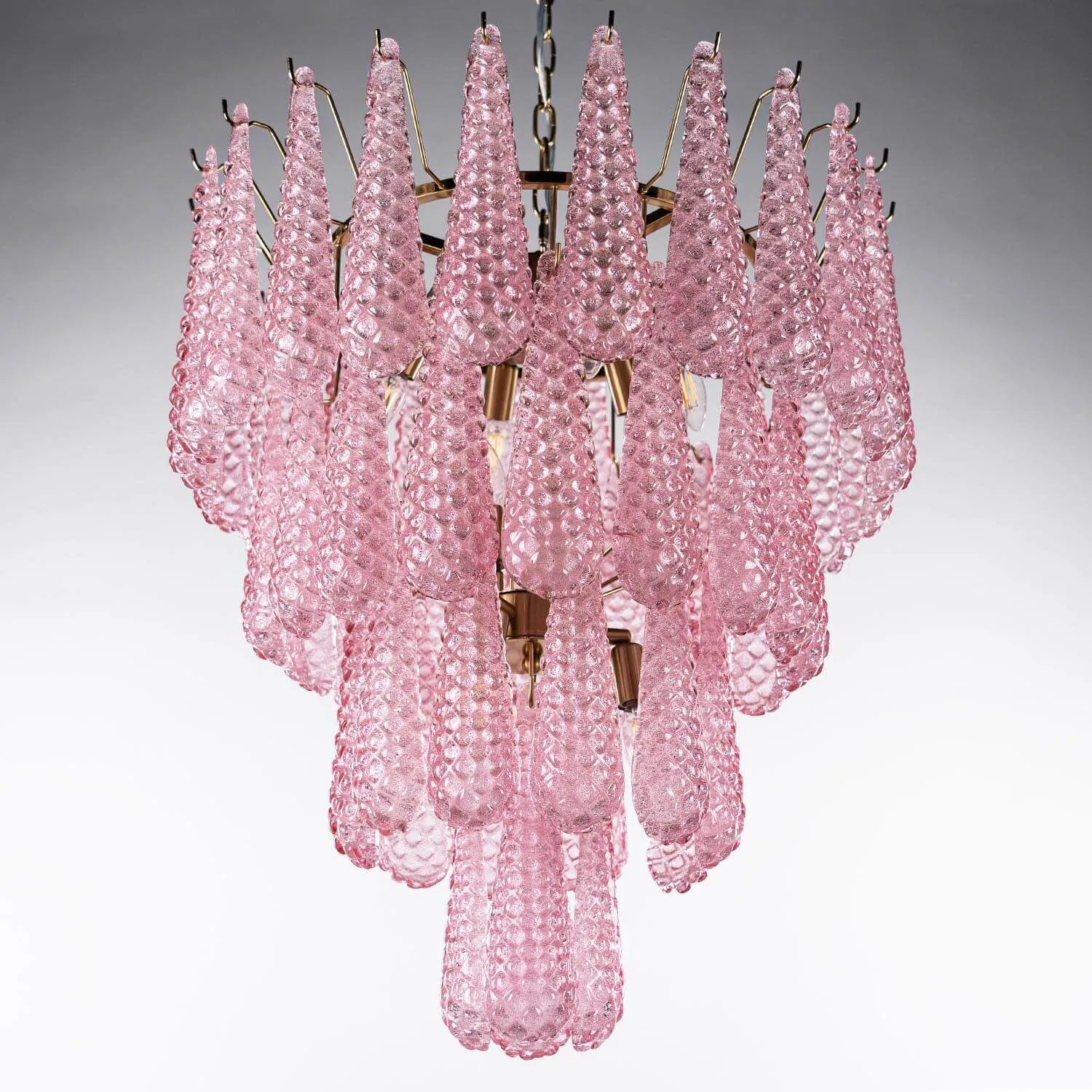 Kristallkrona Ø61xH75cm Mässing/Rosa - Neapel