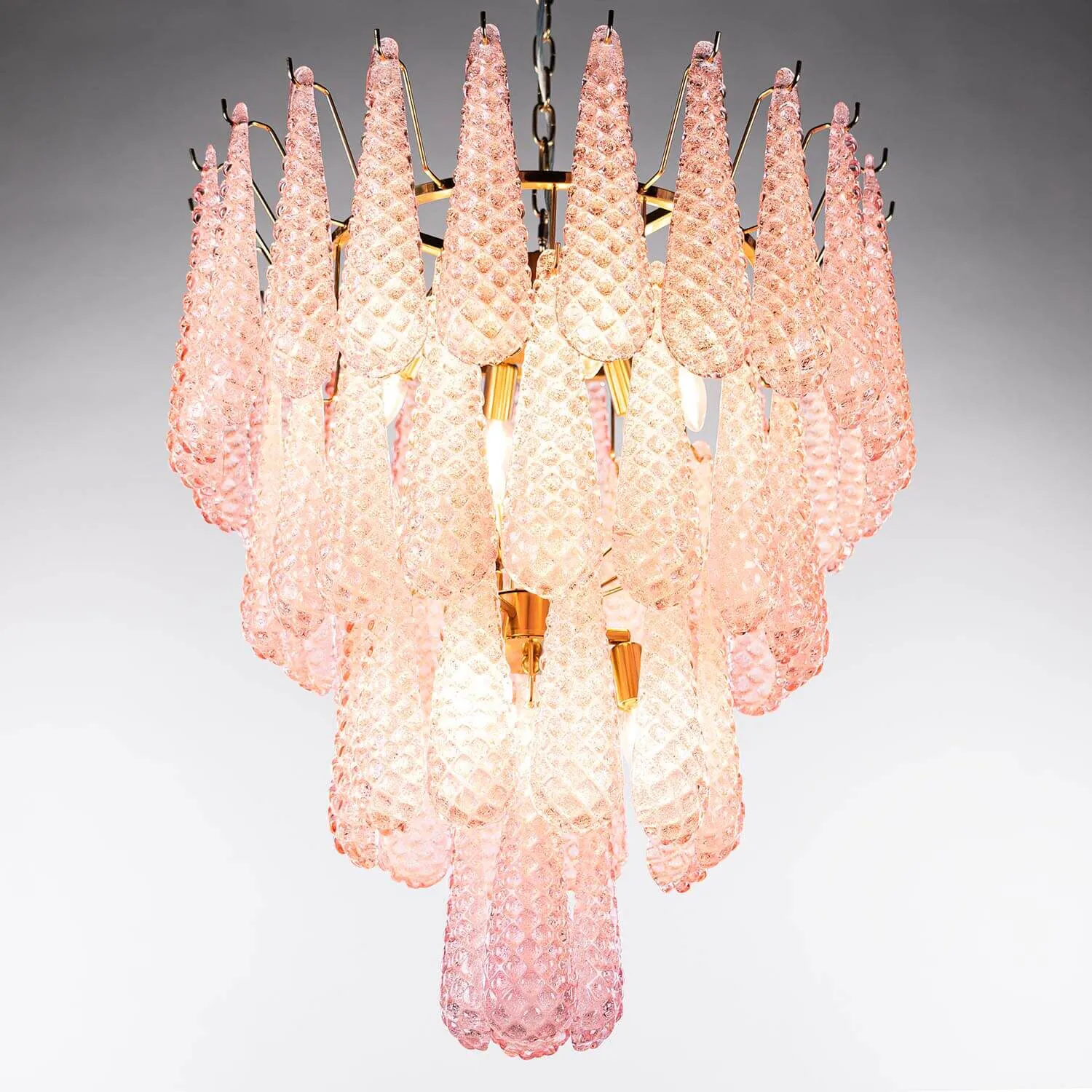 Kristallkrona Ø61xH75cm Mässing/Rosa - Neapel