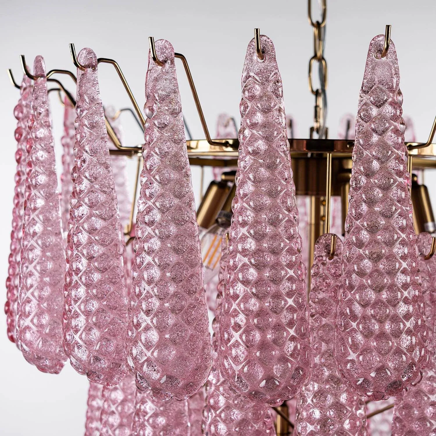 Kristallkrona Ø61xH75cm Mässing/Rosa - Neapel