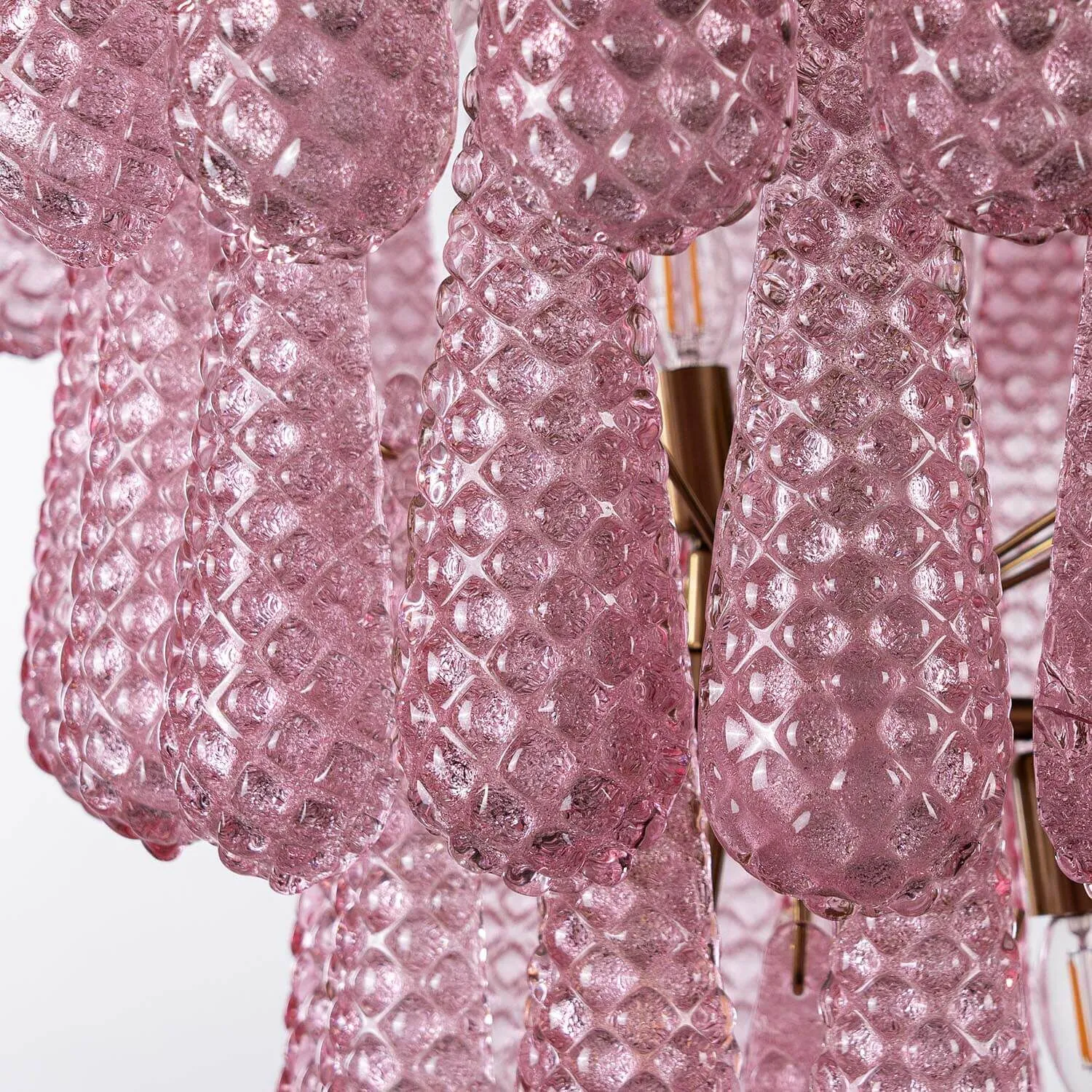 Kristallkrona Ø61xH75cm Mässing/Rosa - Neapel