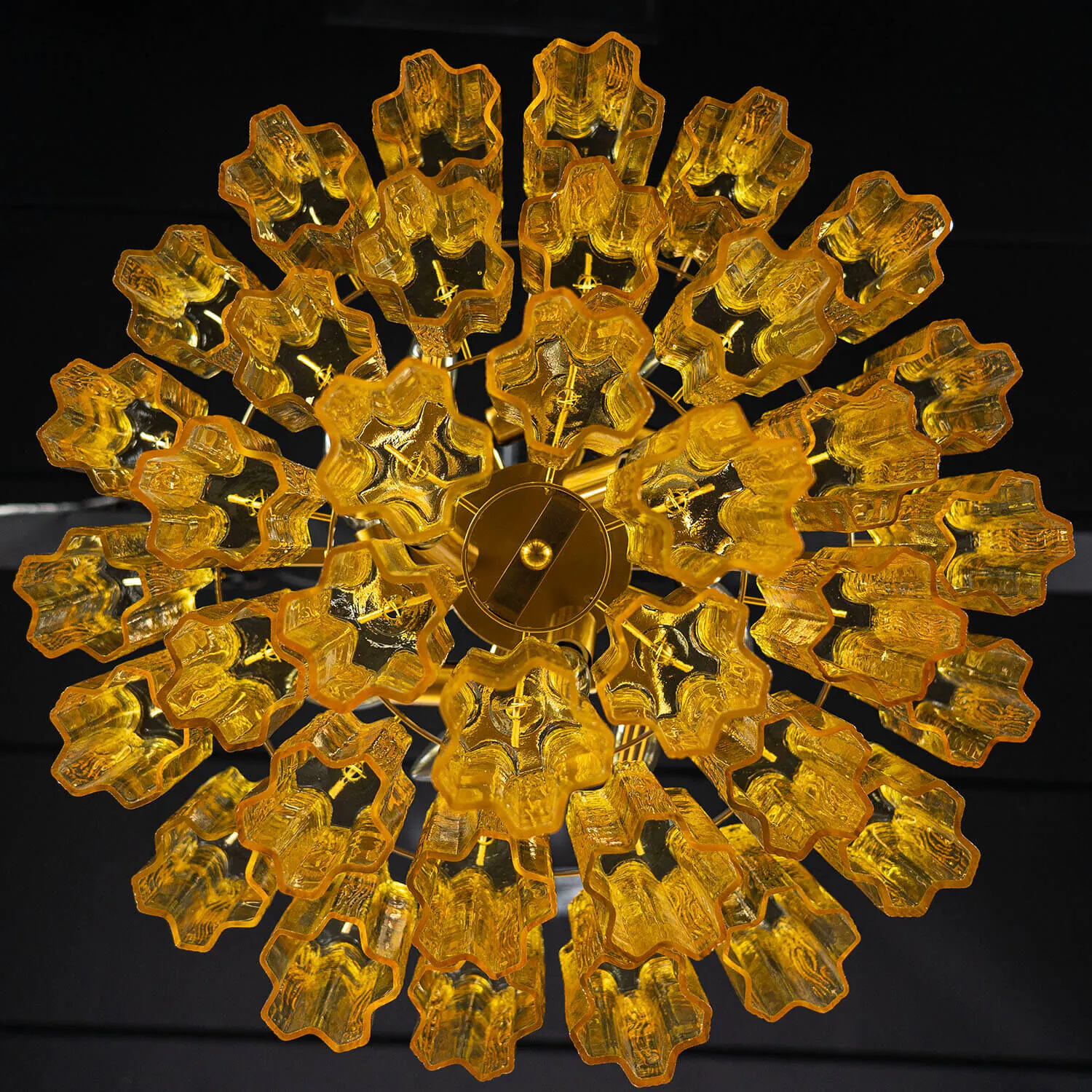 Kristallkrona Ø58xH50cm Gul/Mässing - Cagliari