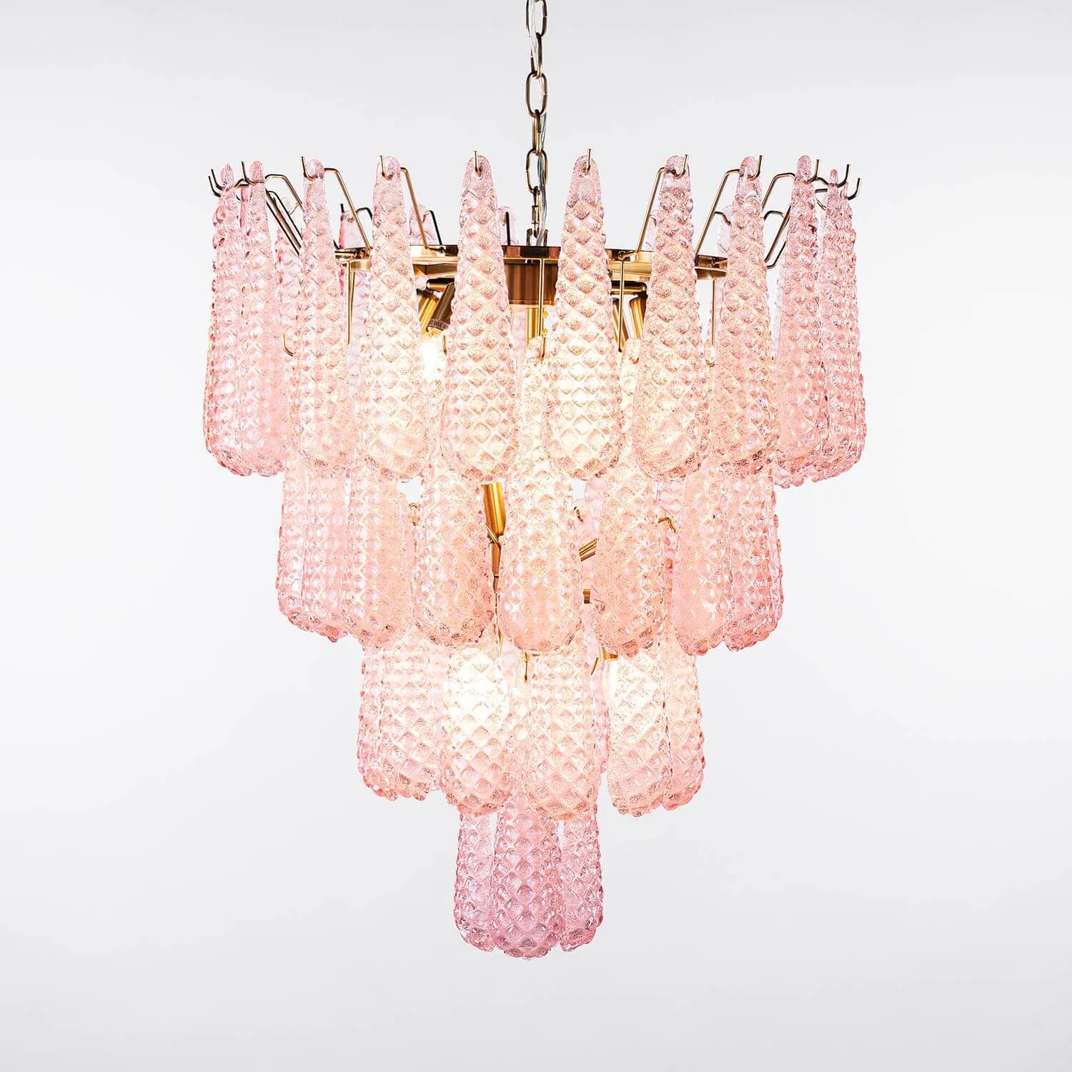 Kristallkrona Ø66xH75cm Mässing/Rosa - Neapel