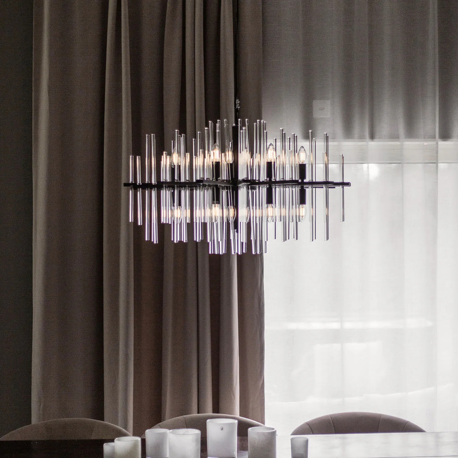Modern Kristallkrona Ø85cm Vienna Svart