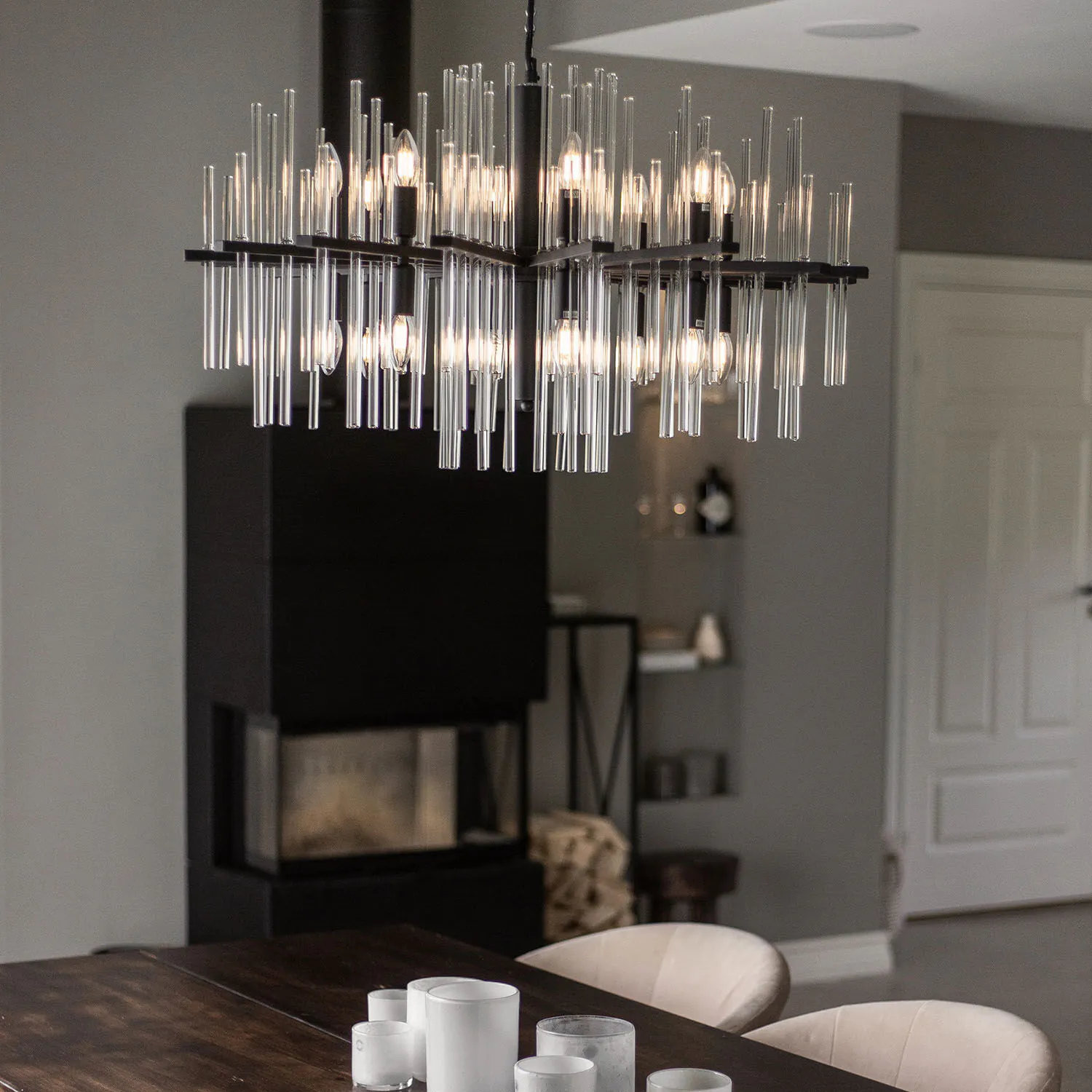 Modern Kristallkrona Ø85cm Vienna Svart