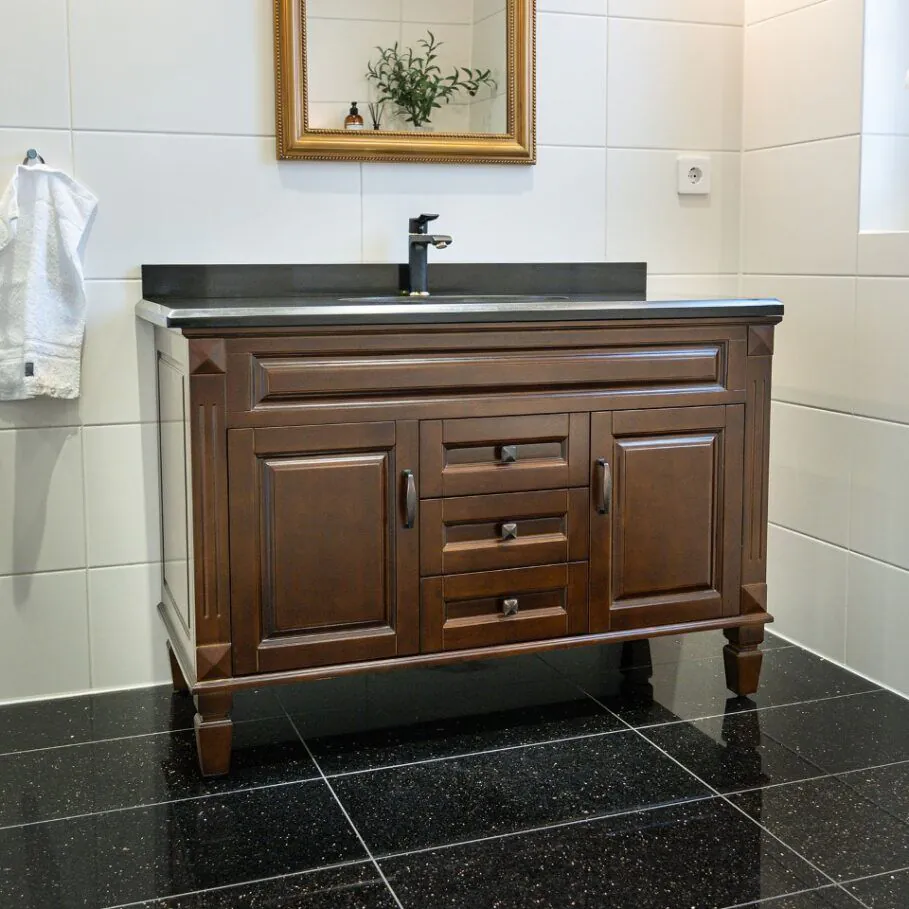 Kommod Badrum 120cm Nashville Mörkbrun - Svart Granit