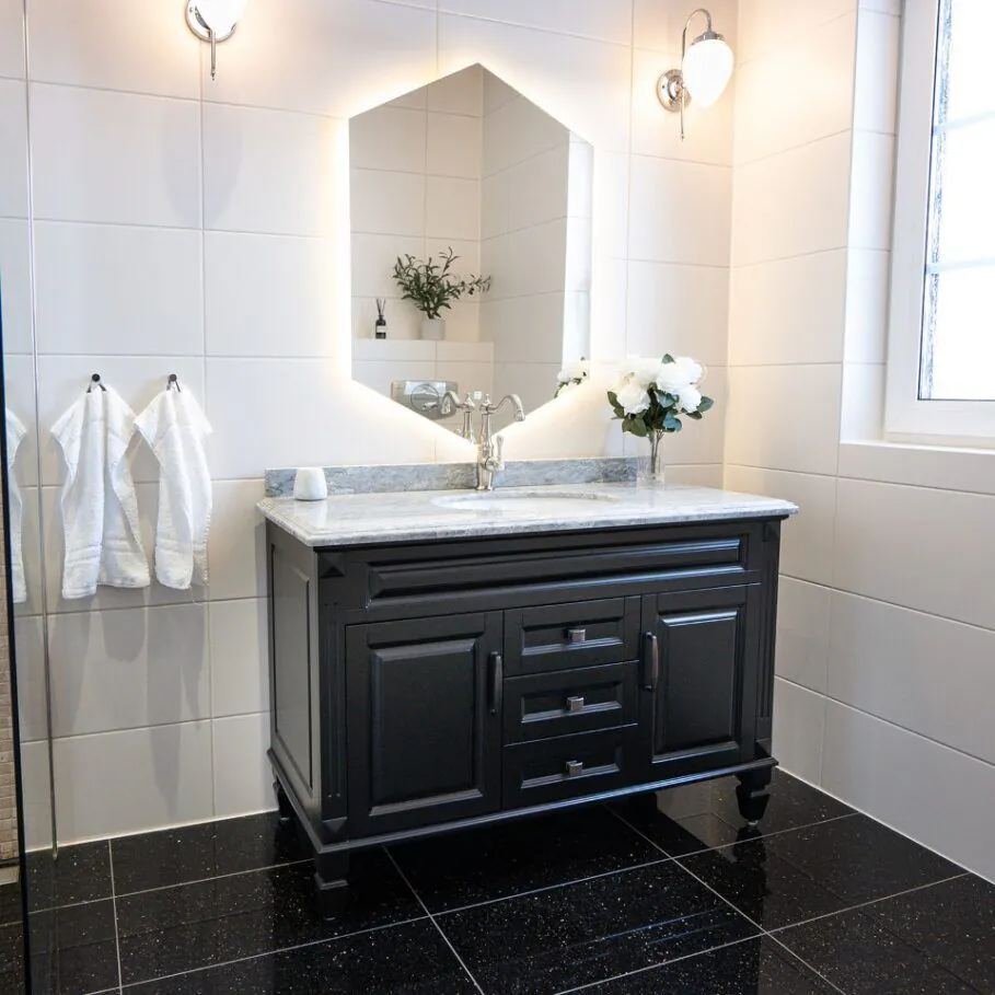 Kommod Badrum 120cm Nashville Svart - Blå Marmor