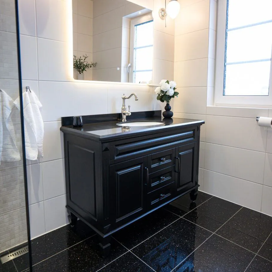 Kommod Badrum 120cm Nashville Svart - Svart Granit