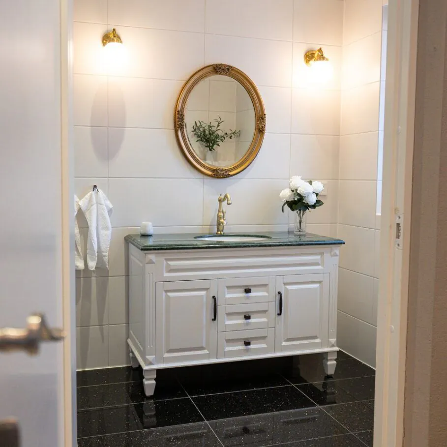 Kommod Badrum 120cm Nashville Vit - Grön Marmor