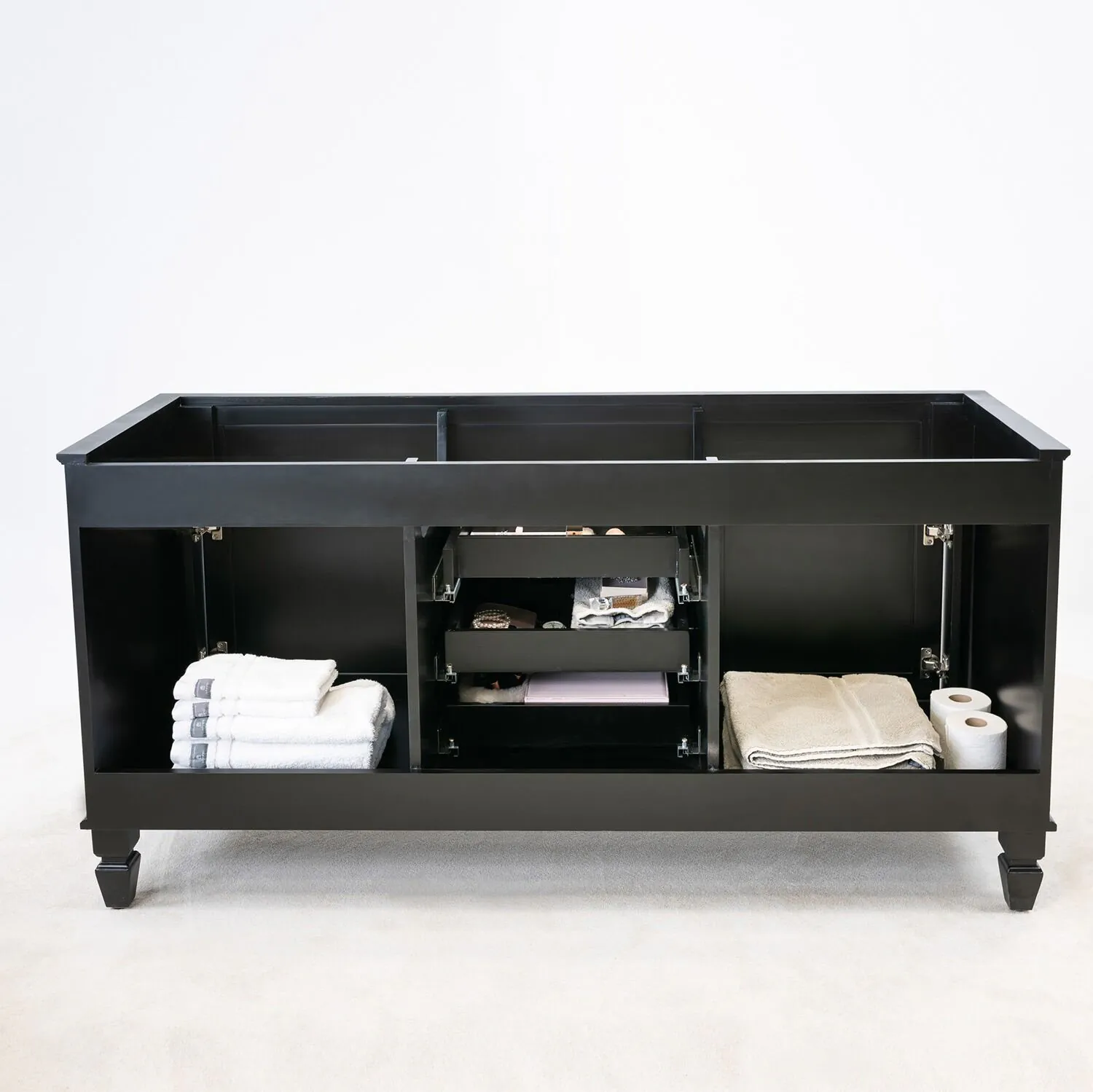 Dubbelhandfat Kommod 160cm Nashville Svart - Grön Marmor