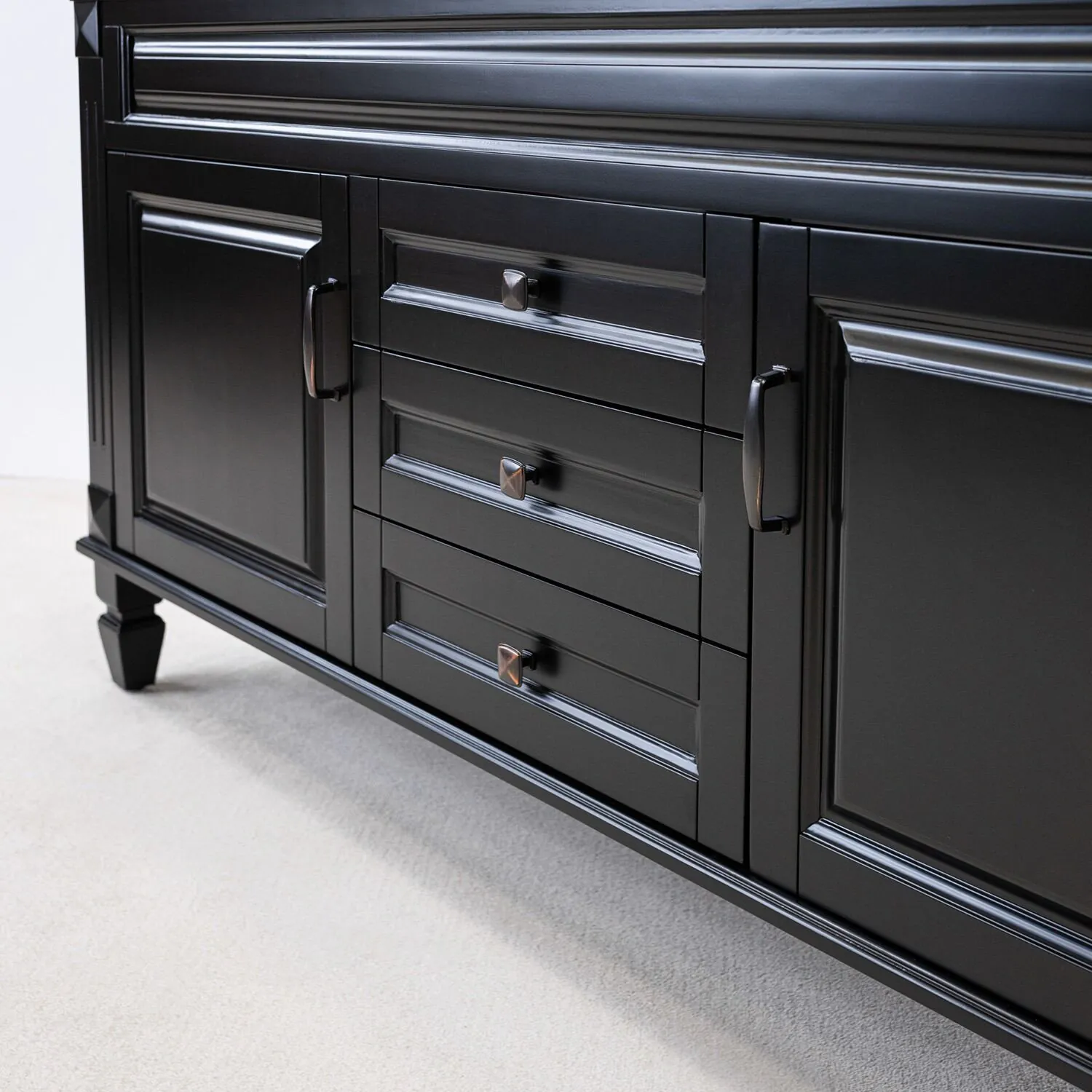 Dubbelhandfat Kommod 160cm Nashville Svart - Grön Marmor