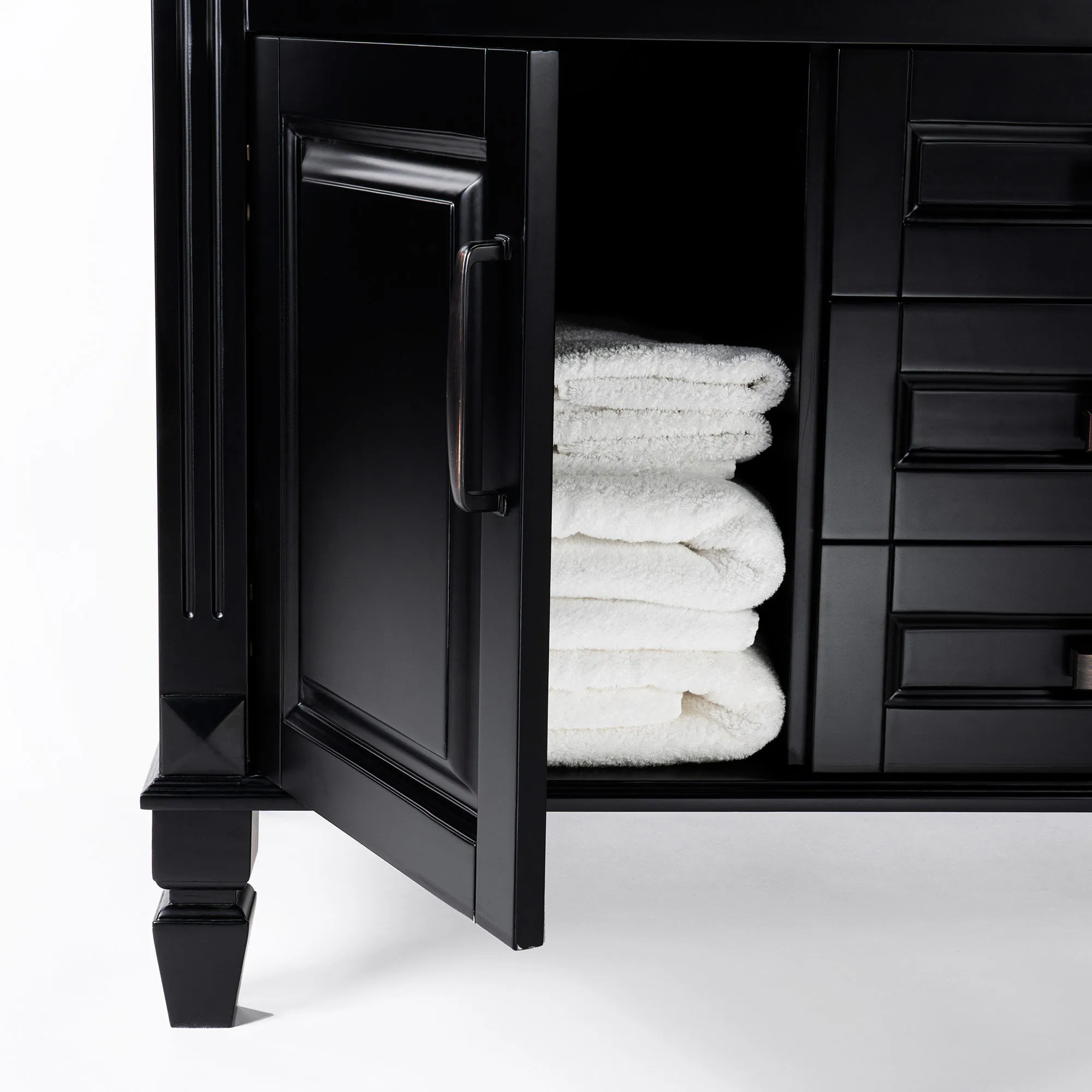 Kommod Badrum 120cm Nashville Svart - Vit Marmor