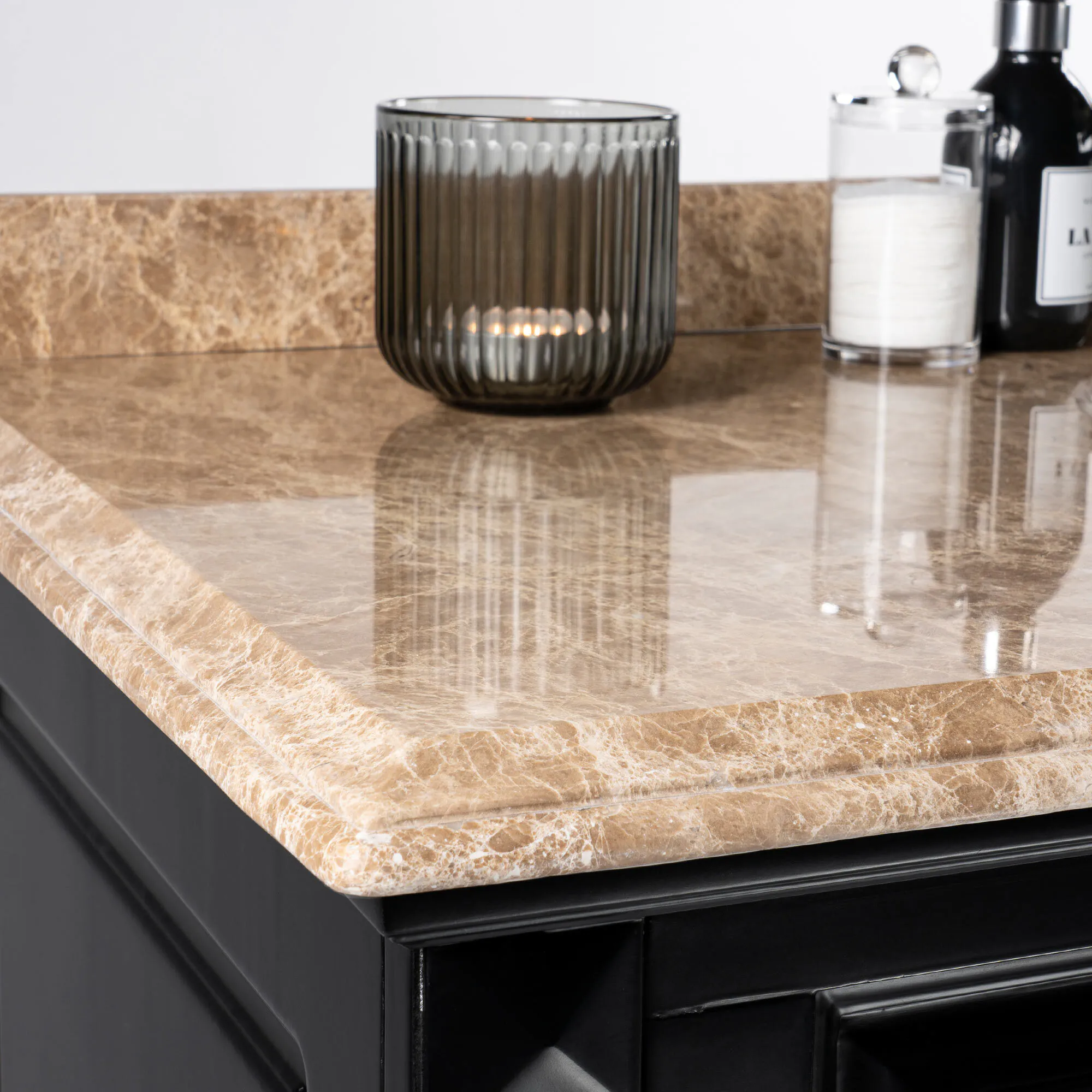 Kommod Badrum 120cm Nashville Svart - Beige Marmor
