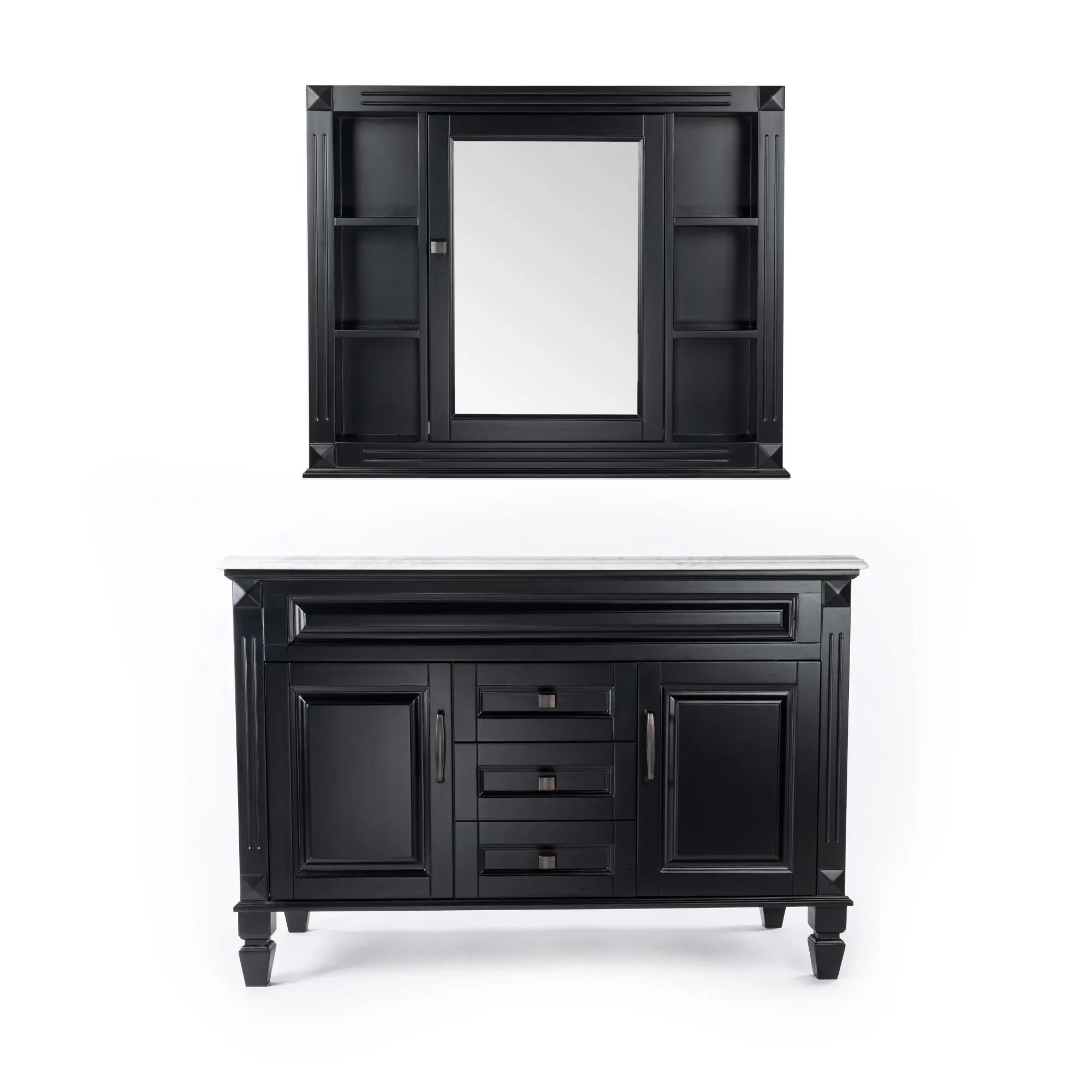 Kommod Badrum 120cm Nashville Svart - Vit Marmor