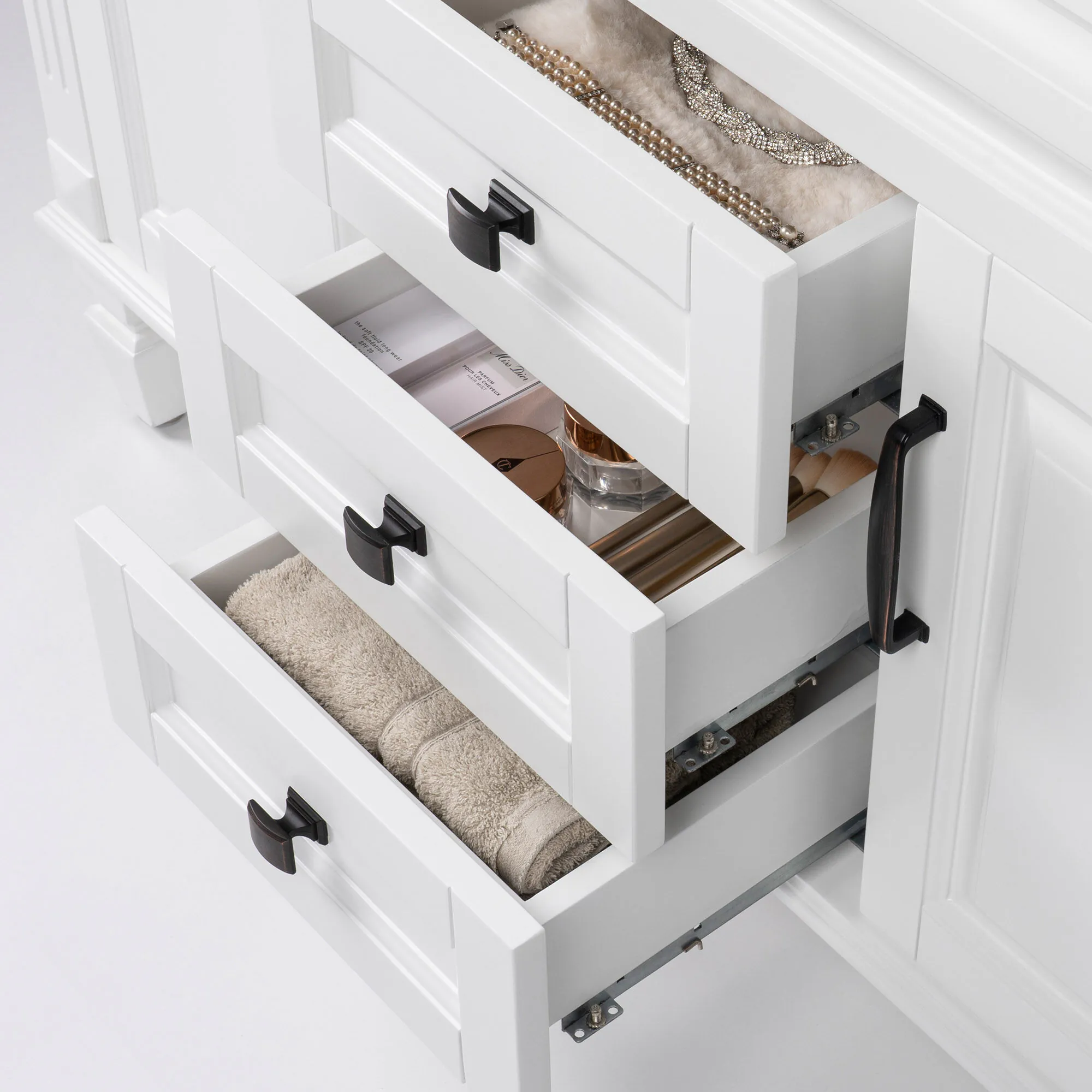Kommod Badrum 120cm Nashville Vit - Beige Marmor