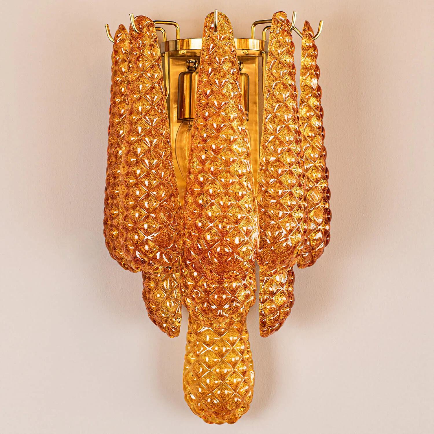 Vägglampa Kristall Bärnsten/Mässing - Neapel