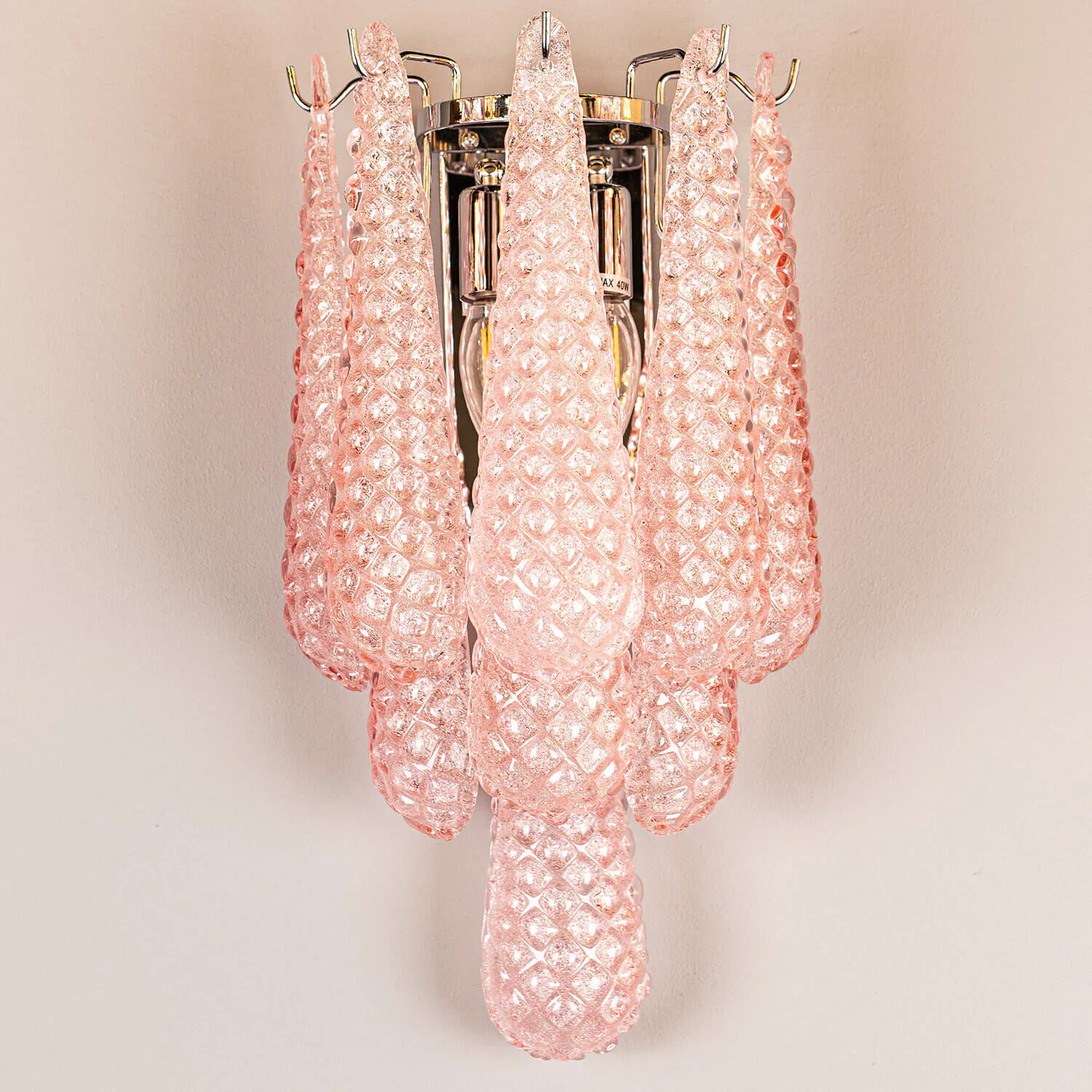 Vägglampa Kristall Rosa/Krom - Neapel