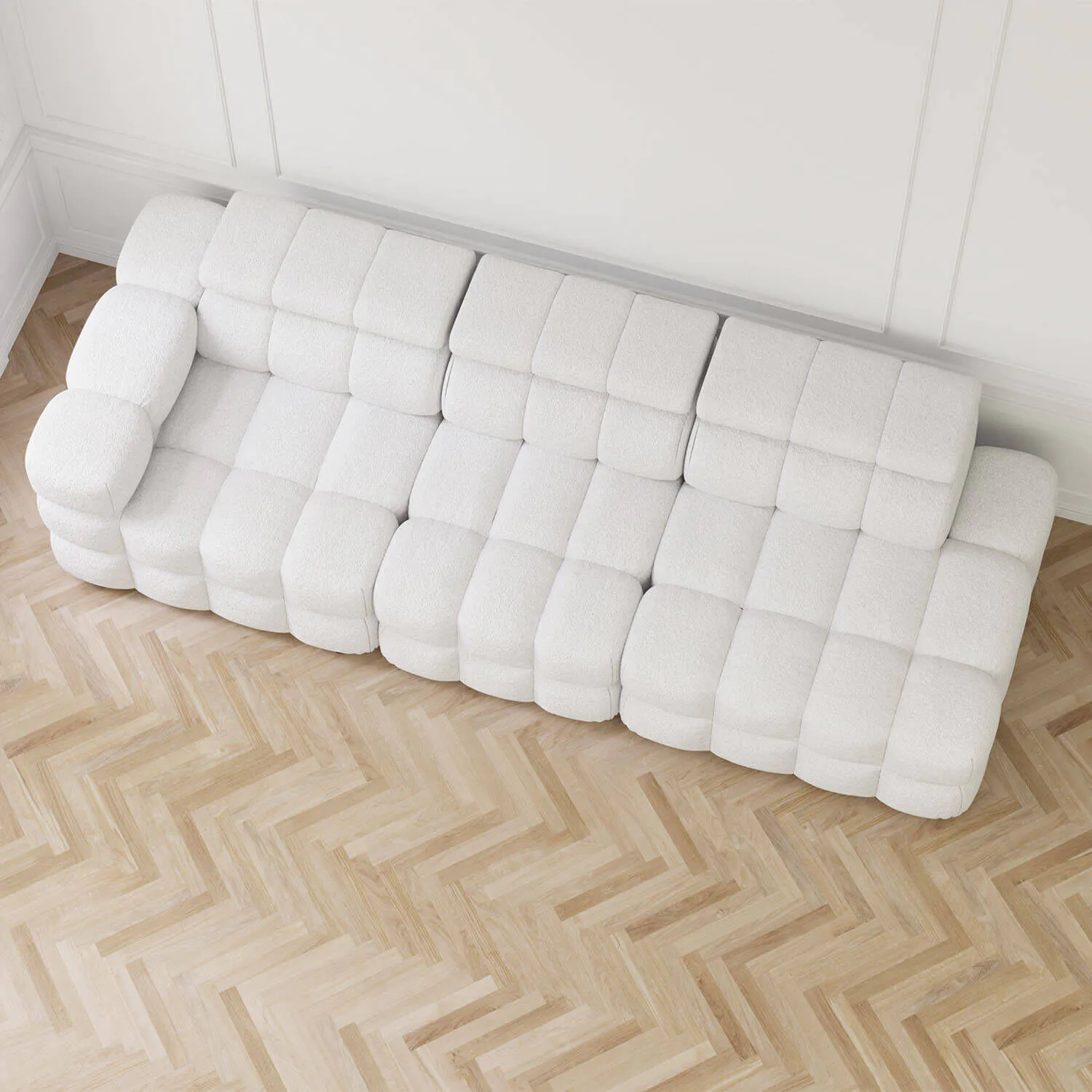 Soffa 3-sits 288cm Vit Boucle Armstöd Vänster - Paris