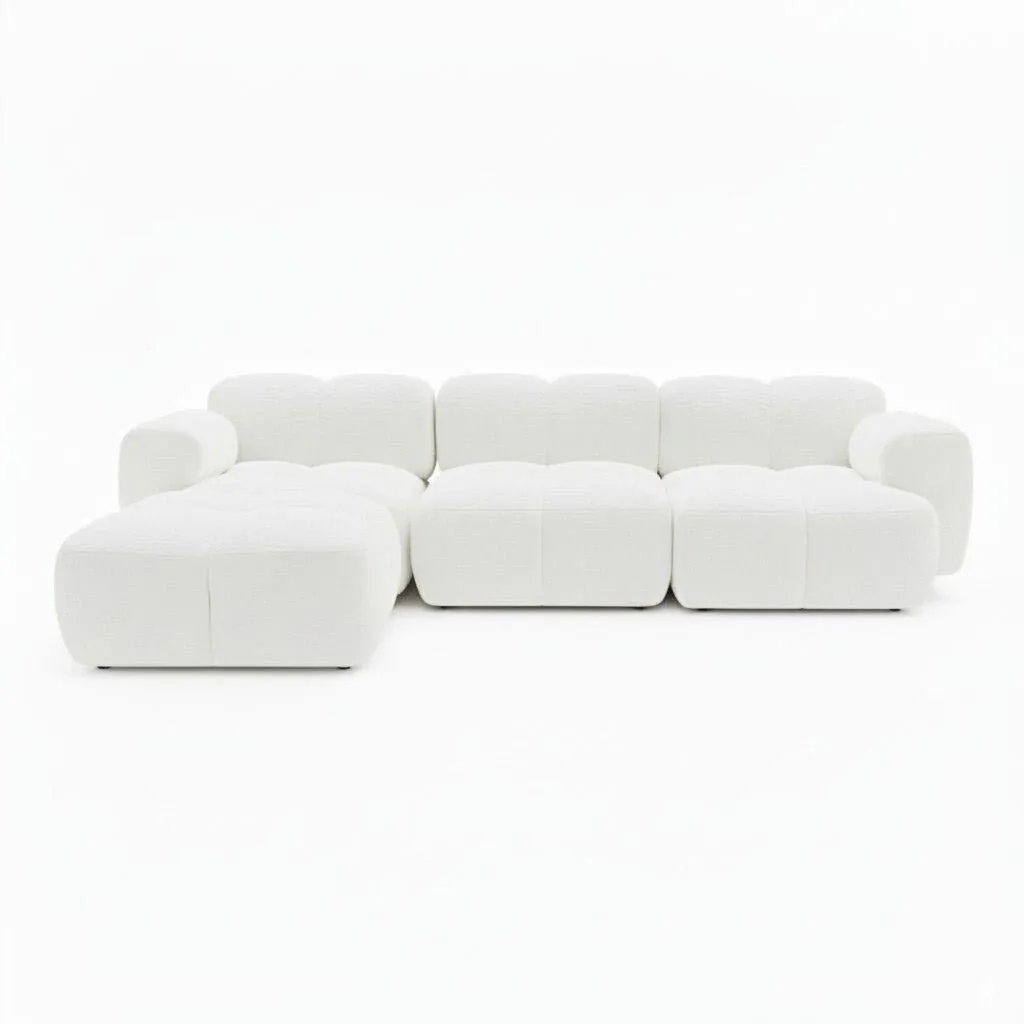 Divansoffa Vänster Vit Boucle 302cm - Paris