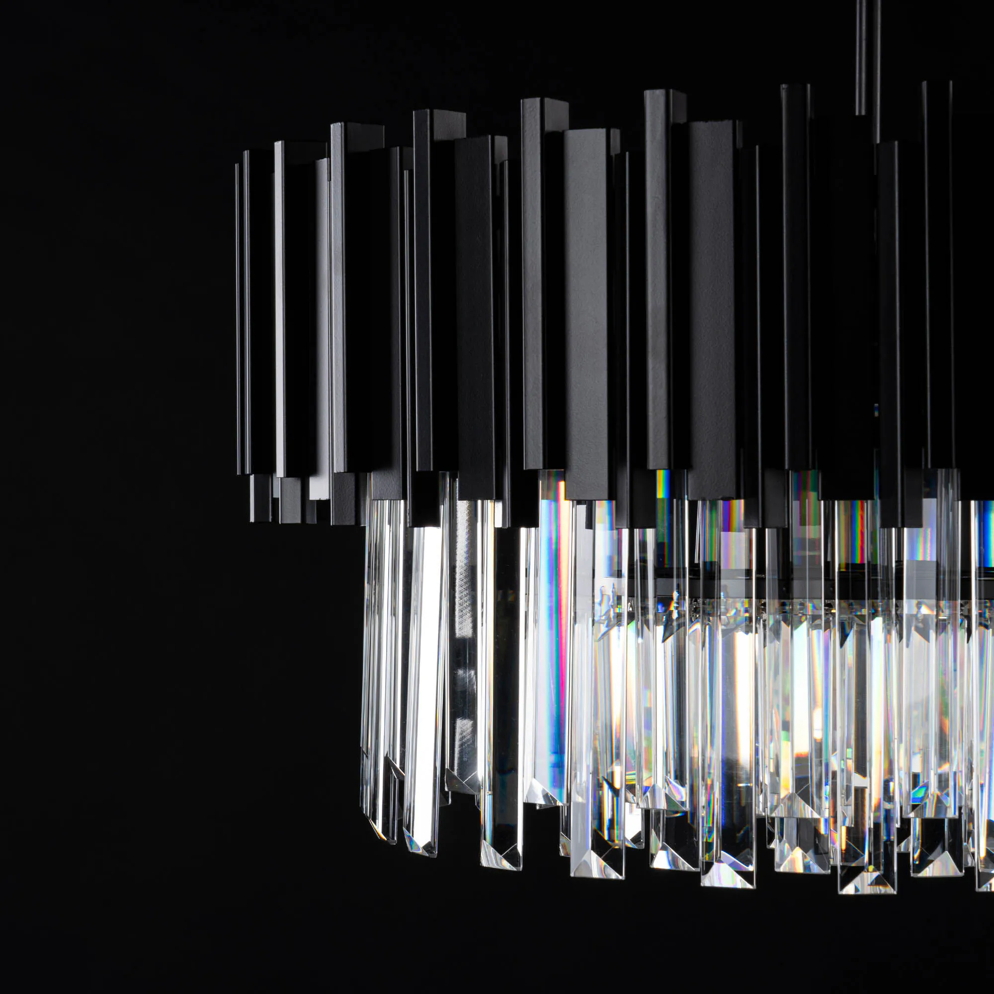 Kristall Lampa Ø55cm Monaco Svart