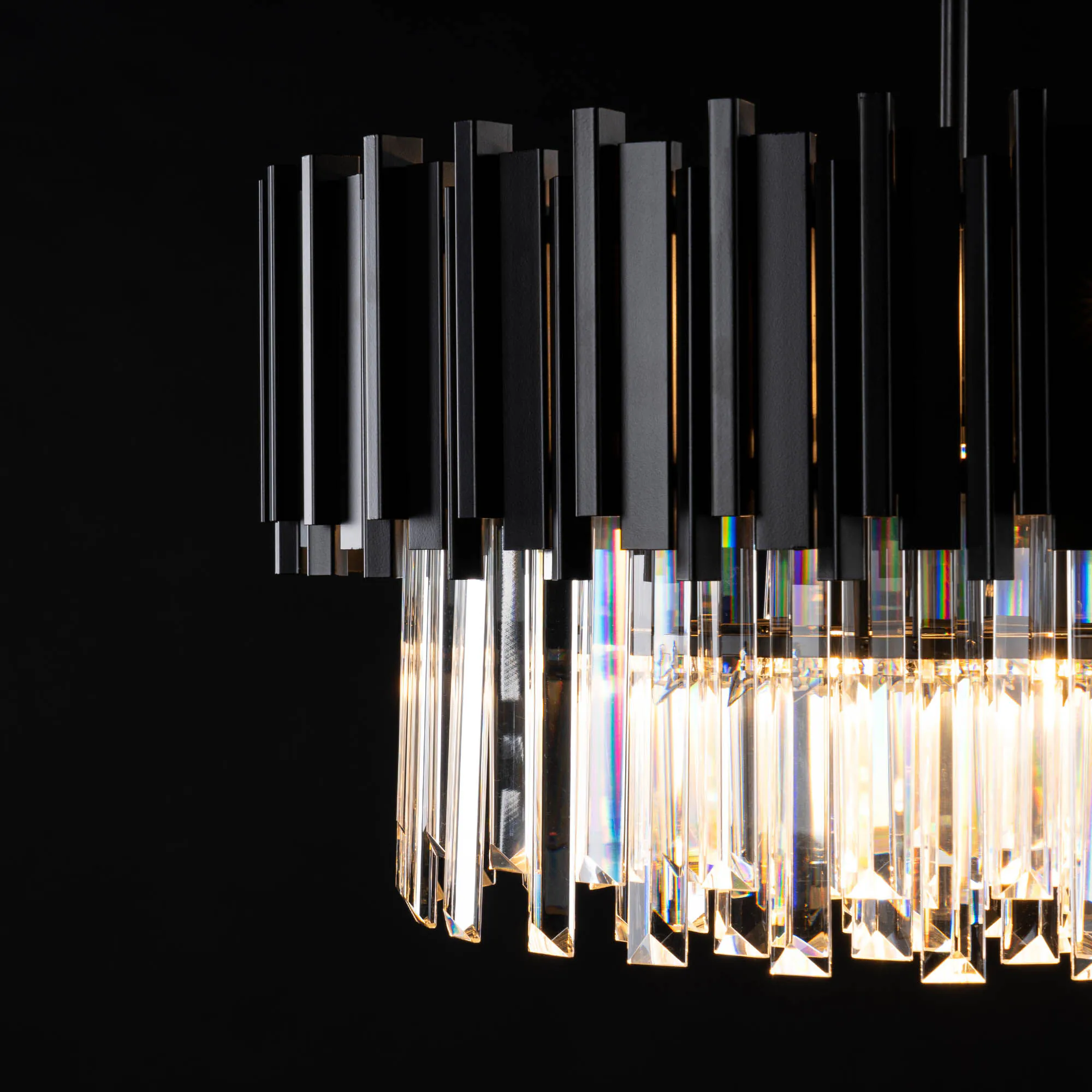 Kristall Lampa Ø55cm Monaco Svart