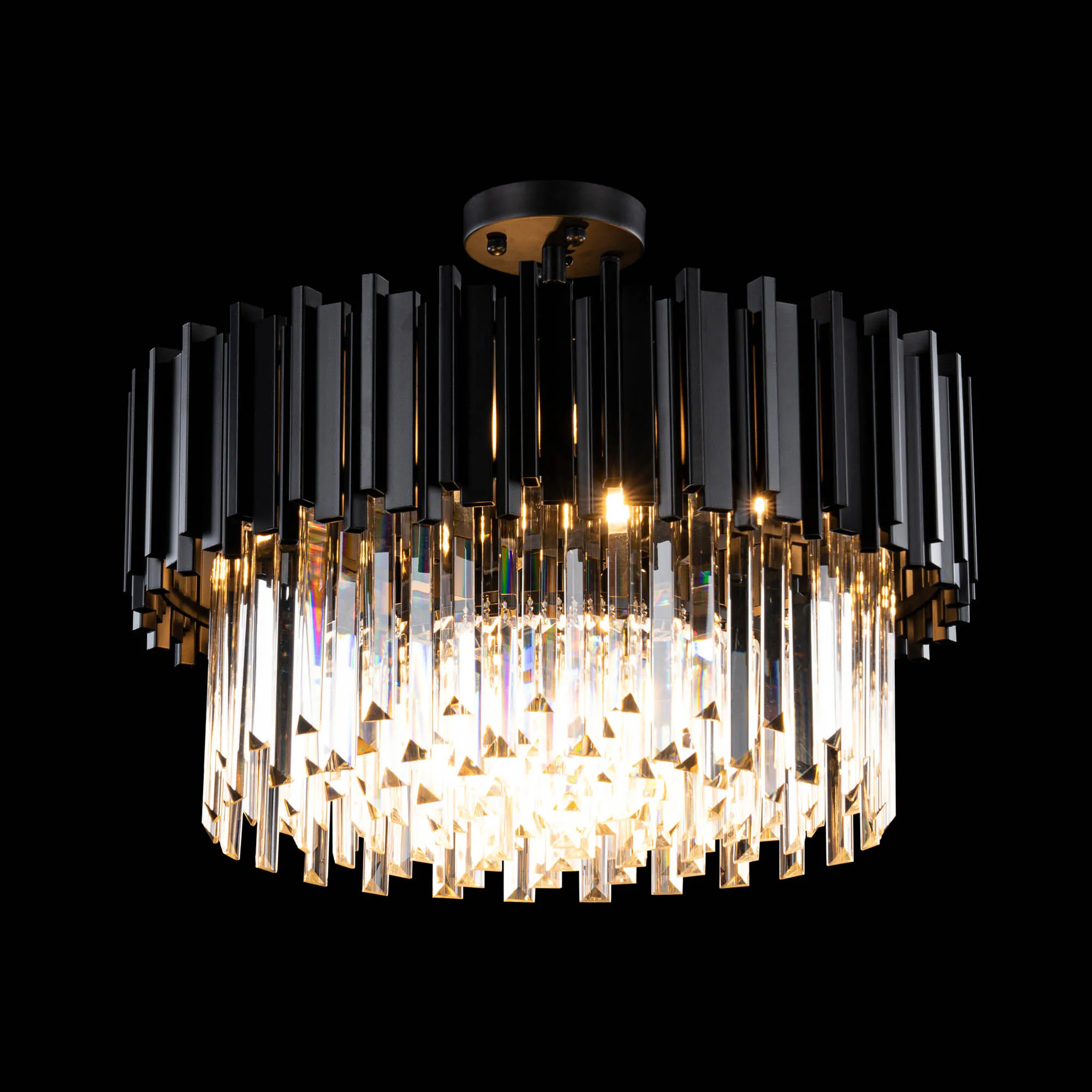Kristall Lampa Ø55cm Monaco Svart