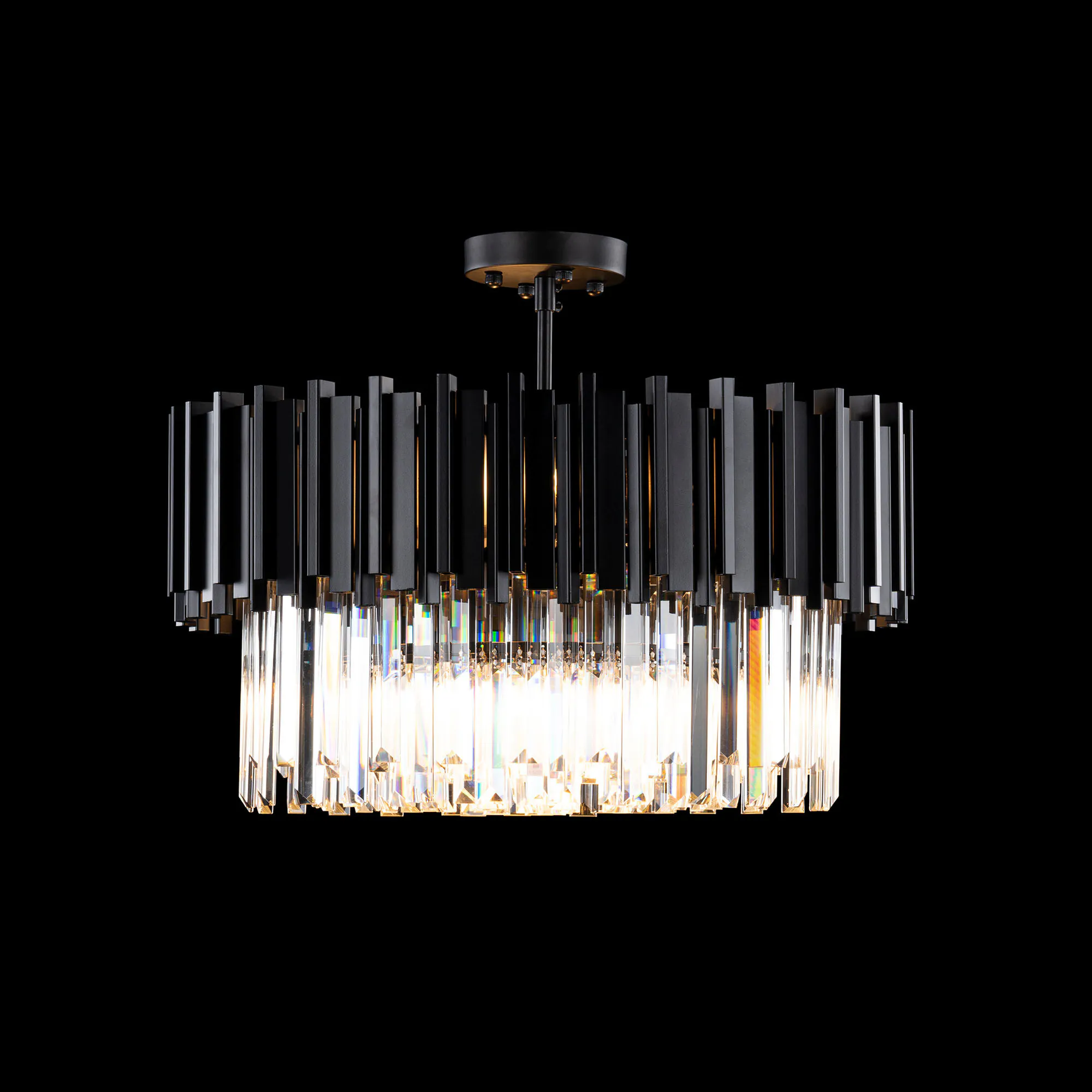Kristall Lampa Ø55cm Monaco Svart