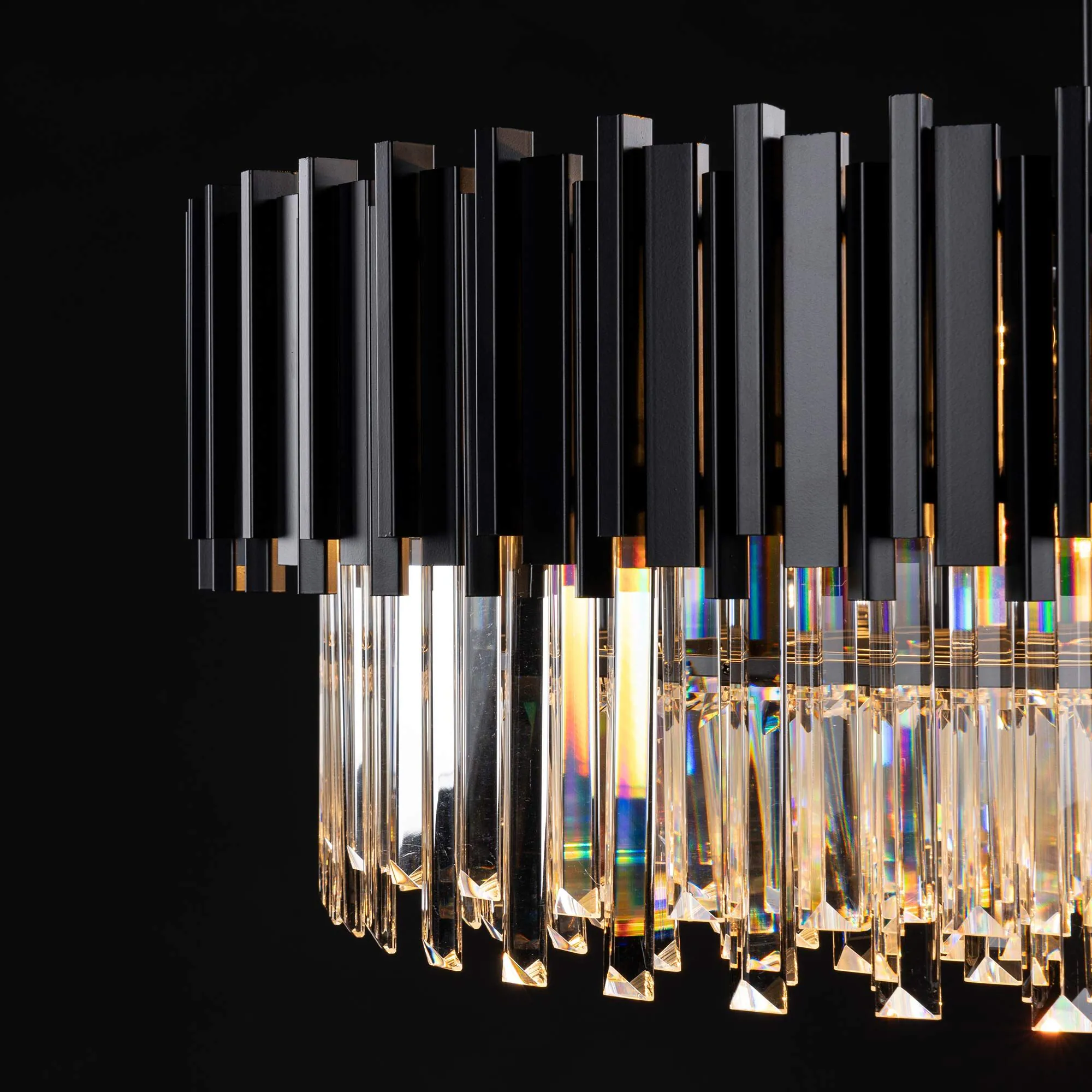 Kristall Lampa Ø75cm Monaco Svart