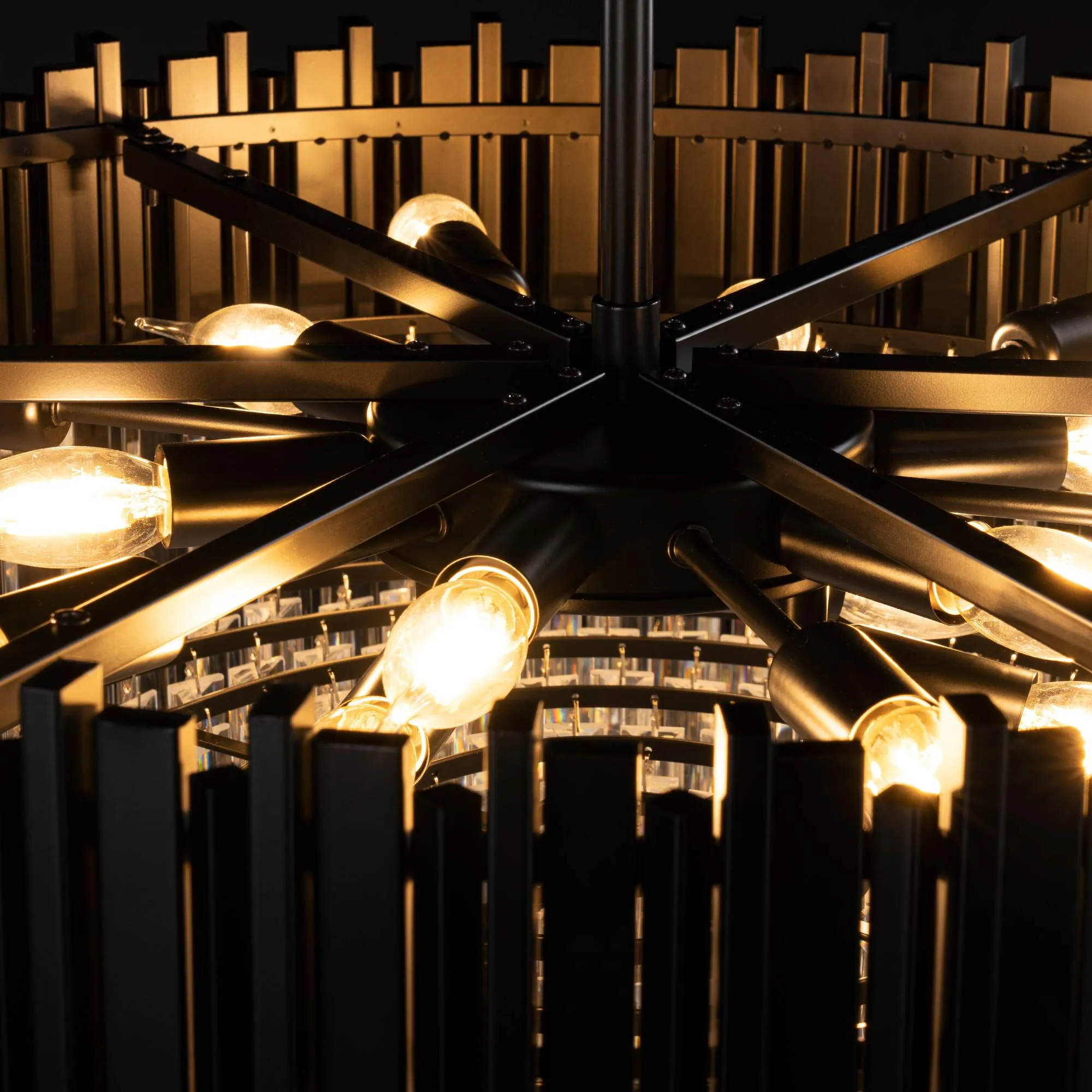 Kristall Lampa Ø75cm Monaco Svart
