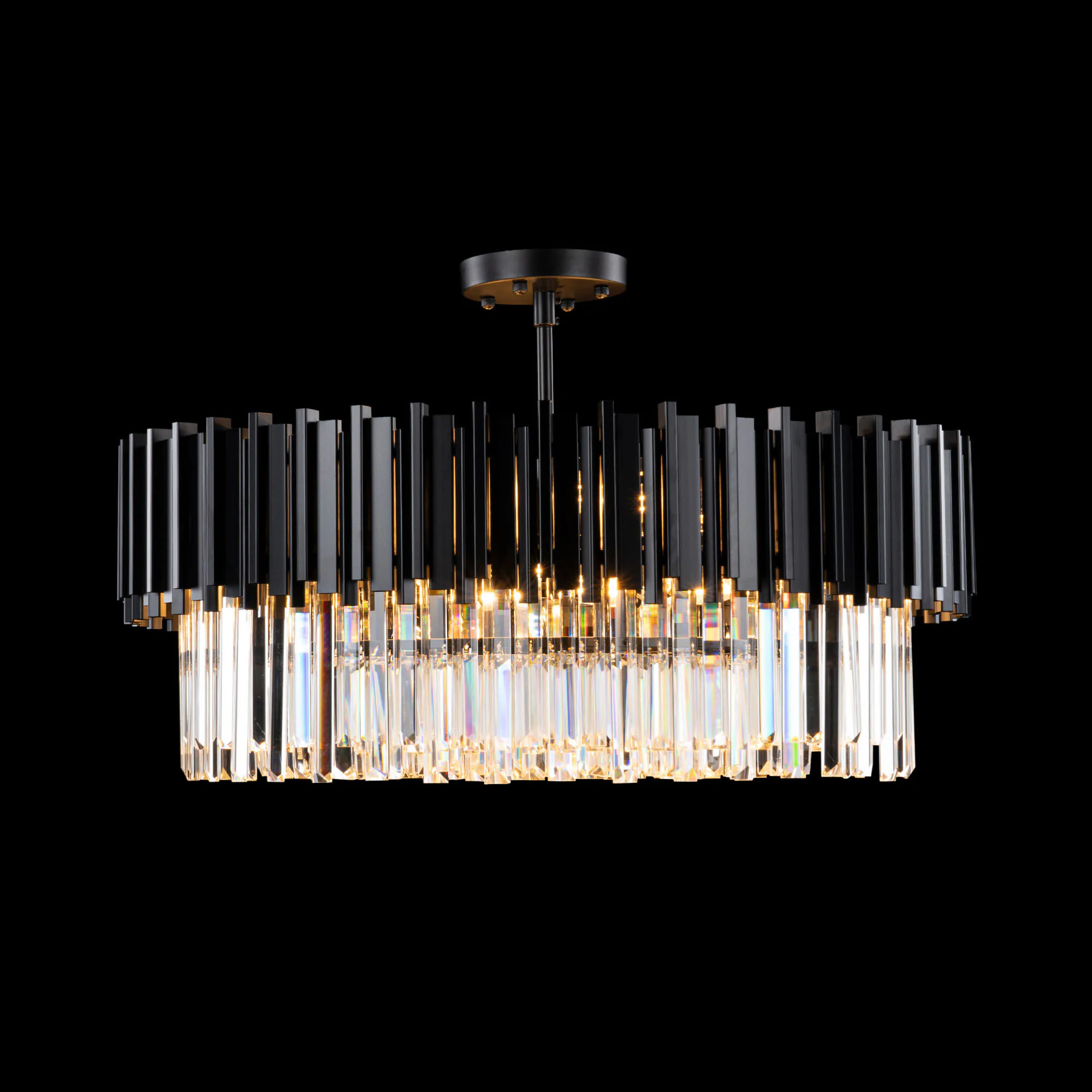 Kristall Lampa Ø75cm Monaco Svart