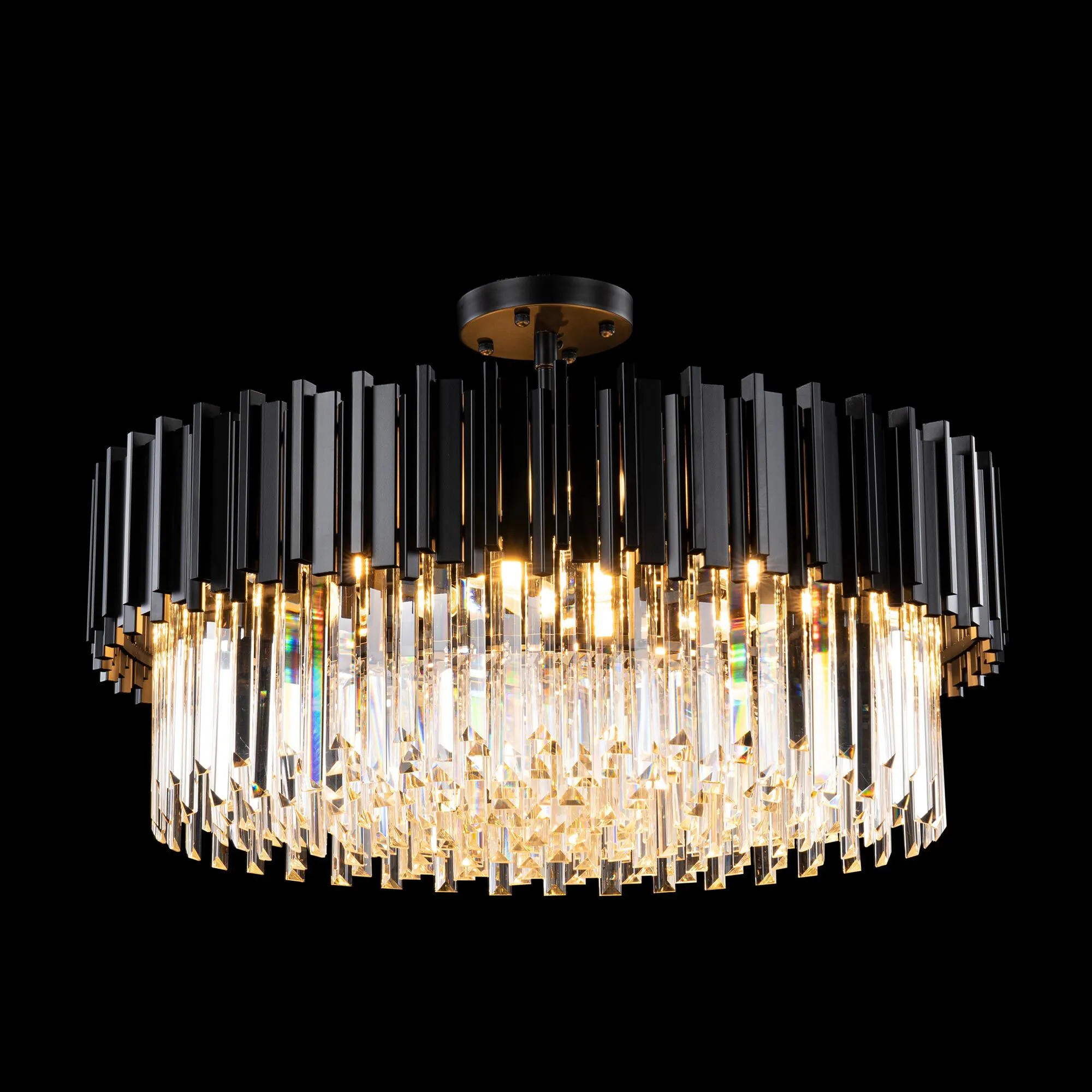 Kristall Lampa Ø75cm Monaco Svart
