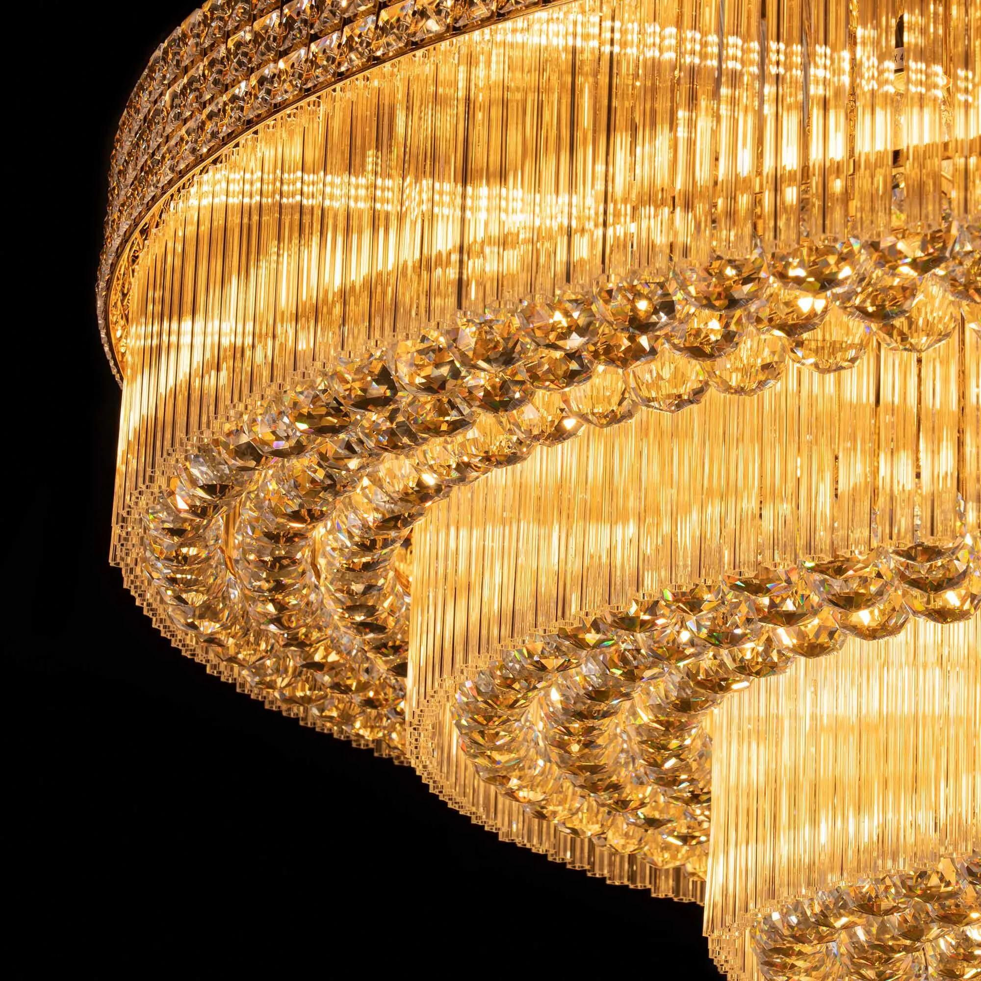 Stor Plafond Kristall Ø150cm Marbella Guld