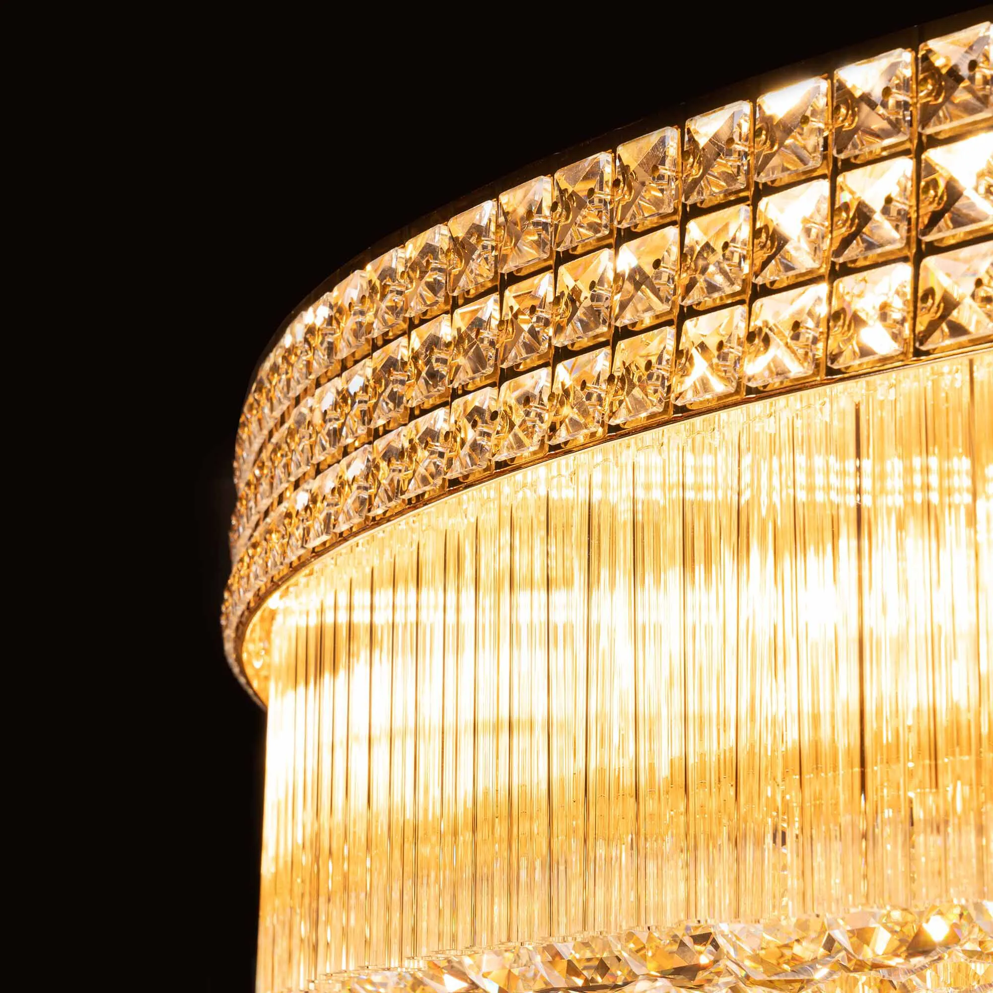 Stor Plafond Kristall Ø150cm Marbella Guld