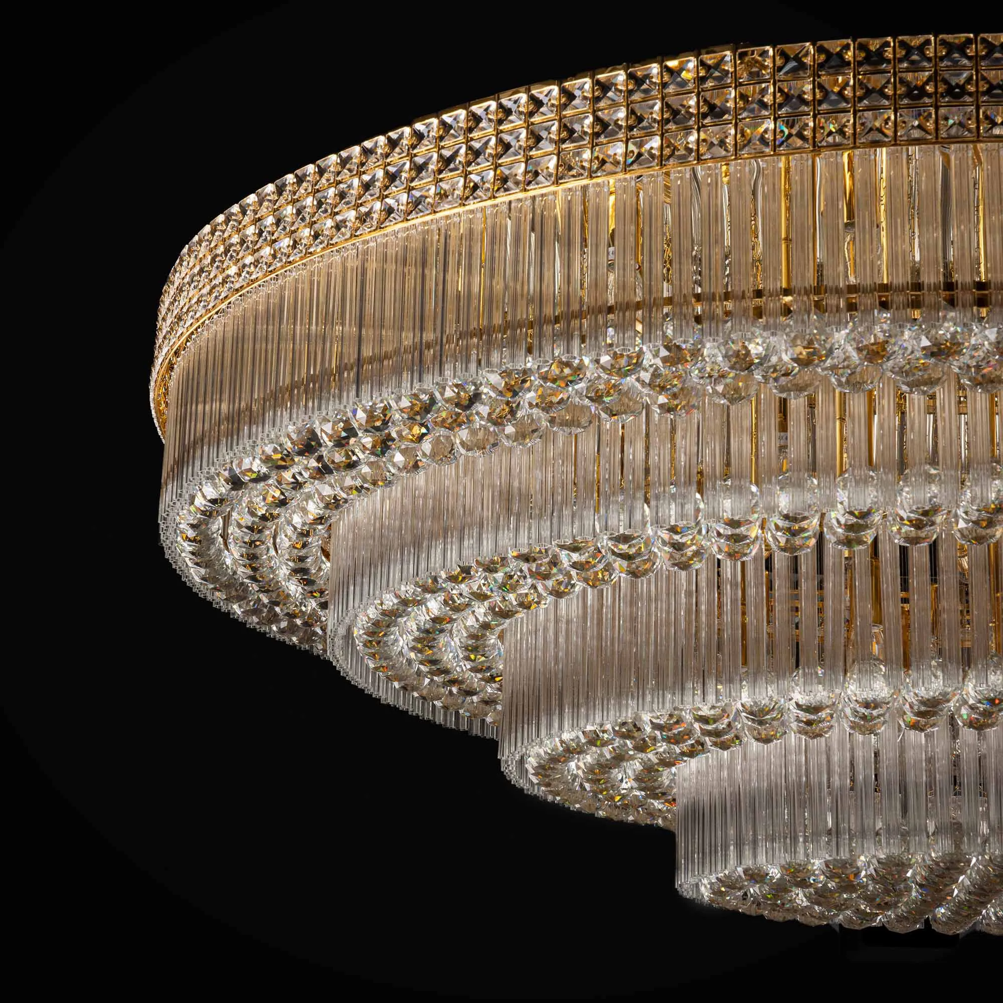 Stor Plafond Kristall Ø150cm Marbella Guld