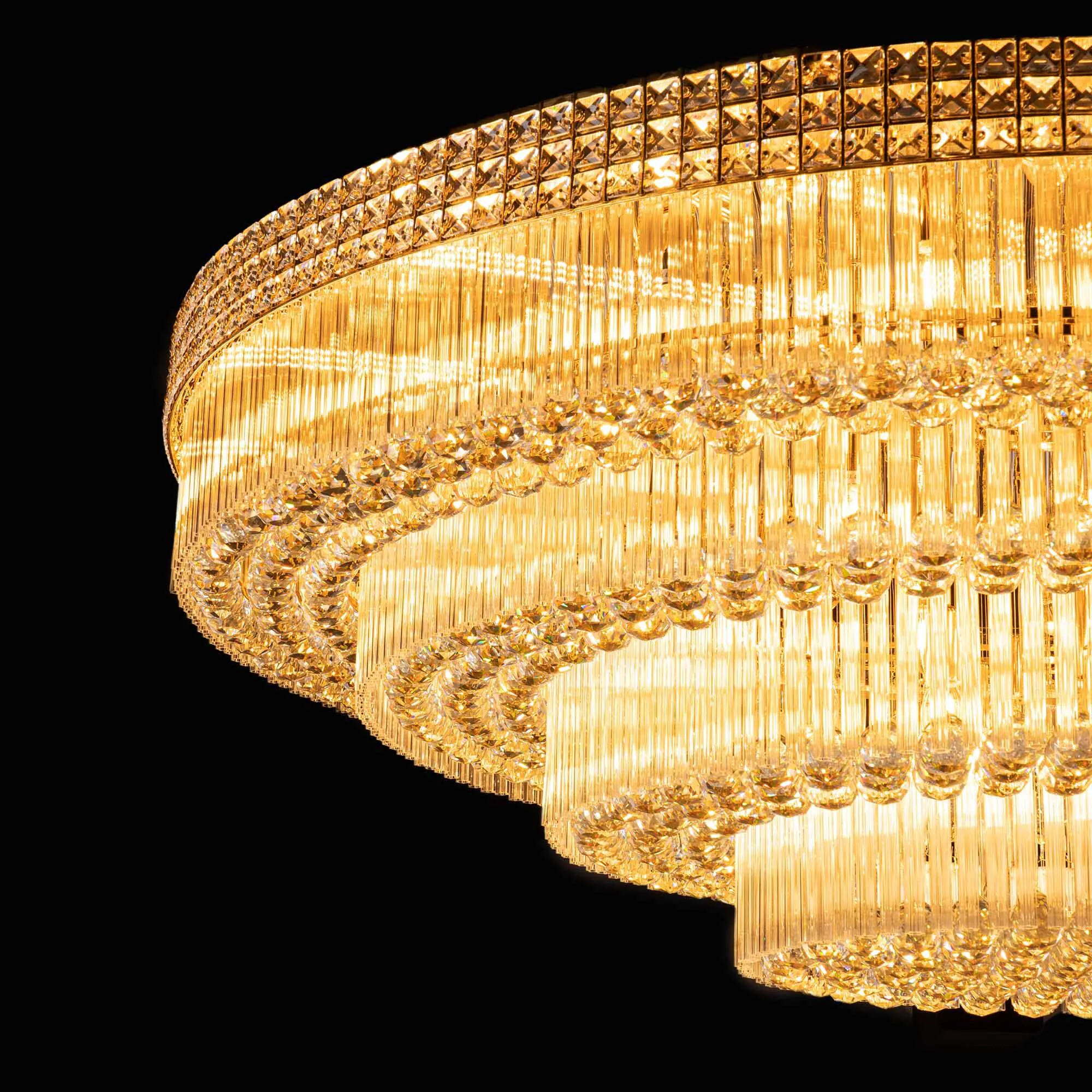 Stor Plafond Kristall Ø150cm Marbella Guld