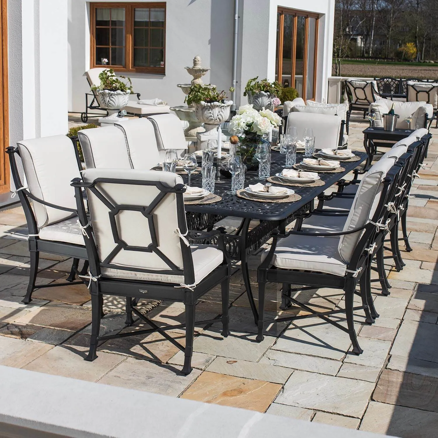 Matgrupp Utomhus 10 stolar Svart Aluminium - Portofino 280cm