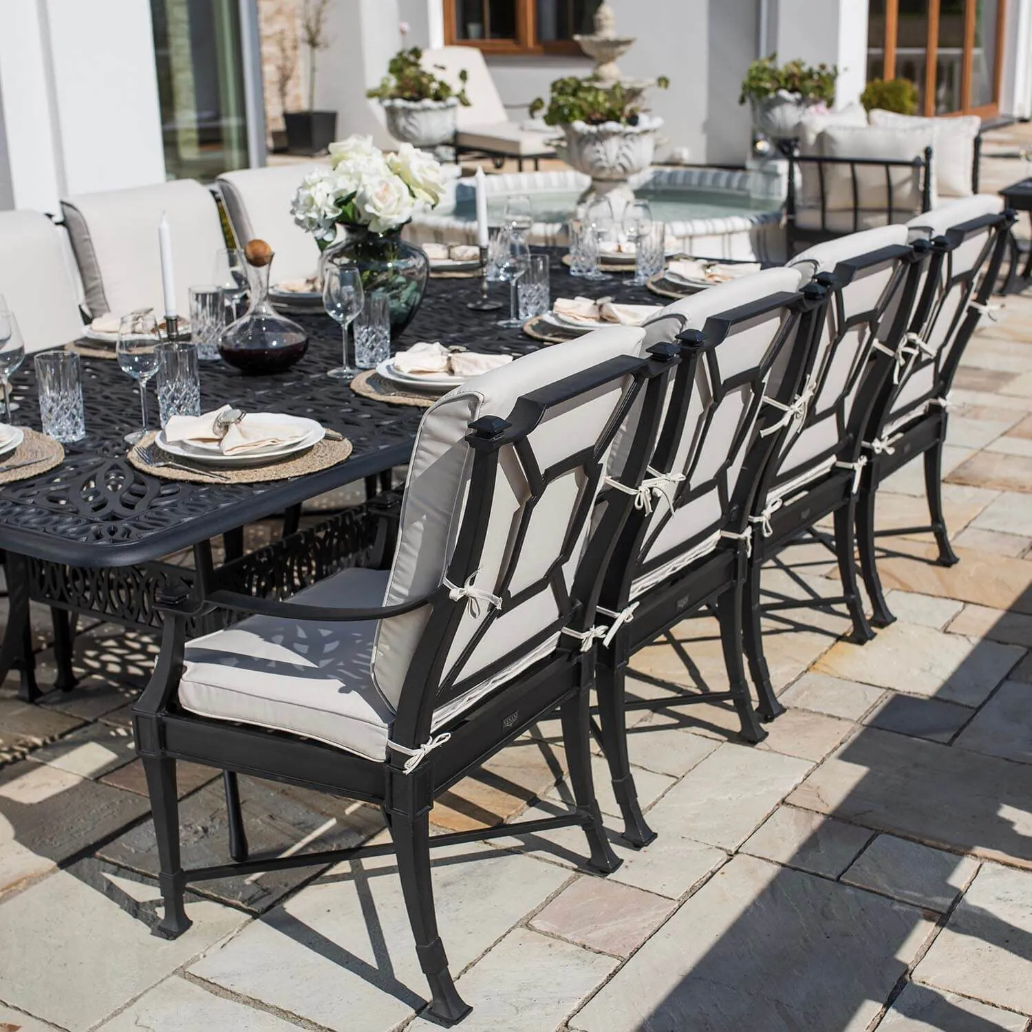 Matgrupp Utomhus 10 stolar Svart Aluminium - Portofino 280cm