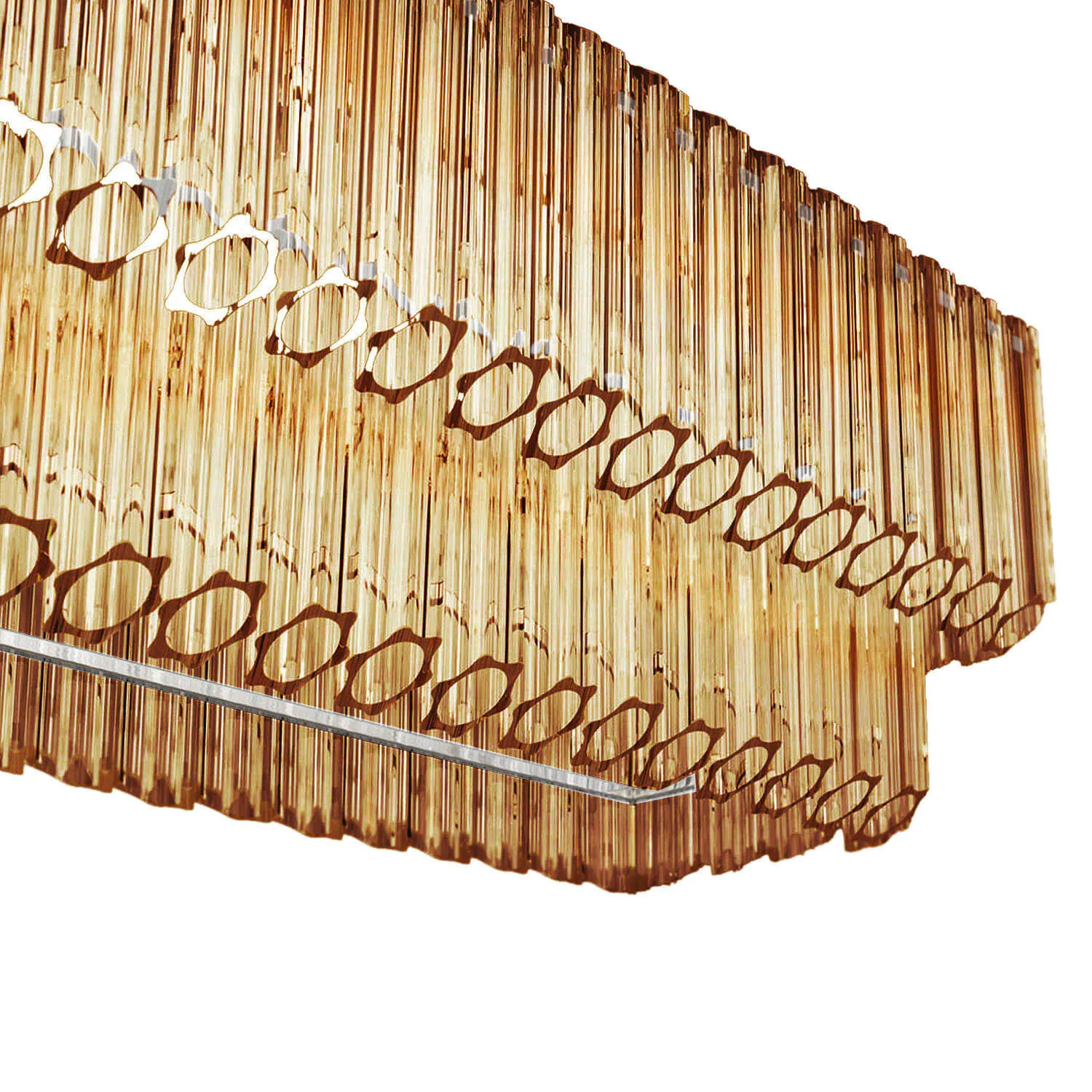 Avlång Kristallkrona 120cm Cognac/Krom - Verona