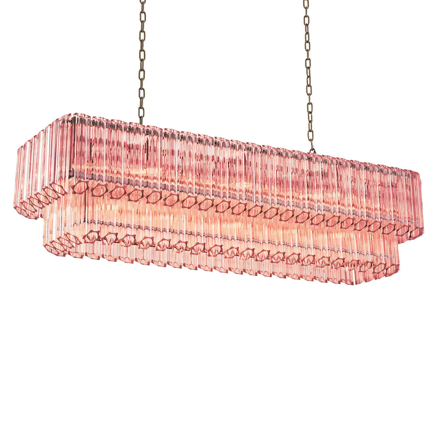 Avlång Kristallkrona 120cm Rosa/Krom - Verona