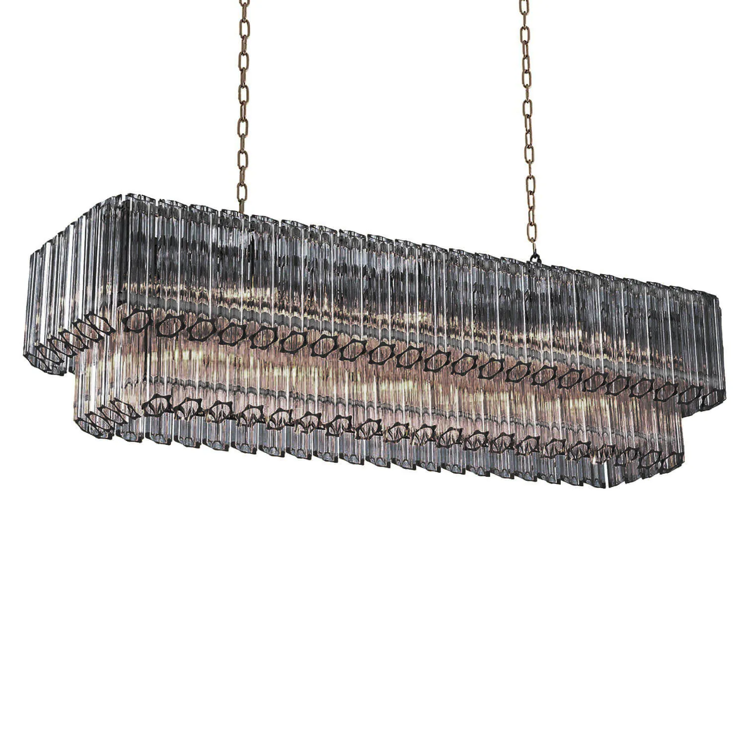 Avlång Kristallkrona 120cm Svart/Krom - Verona