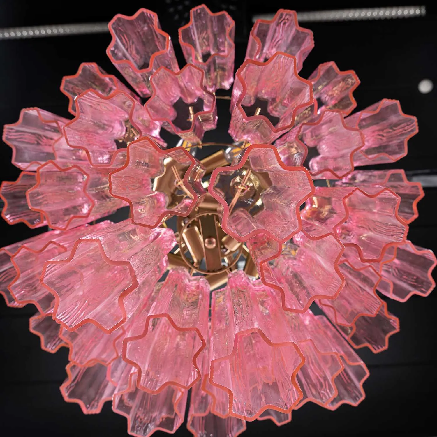 Kristallkrona Ø58xH50cm Rosa/Mässing  - Cagliari