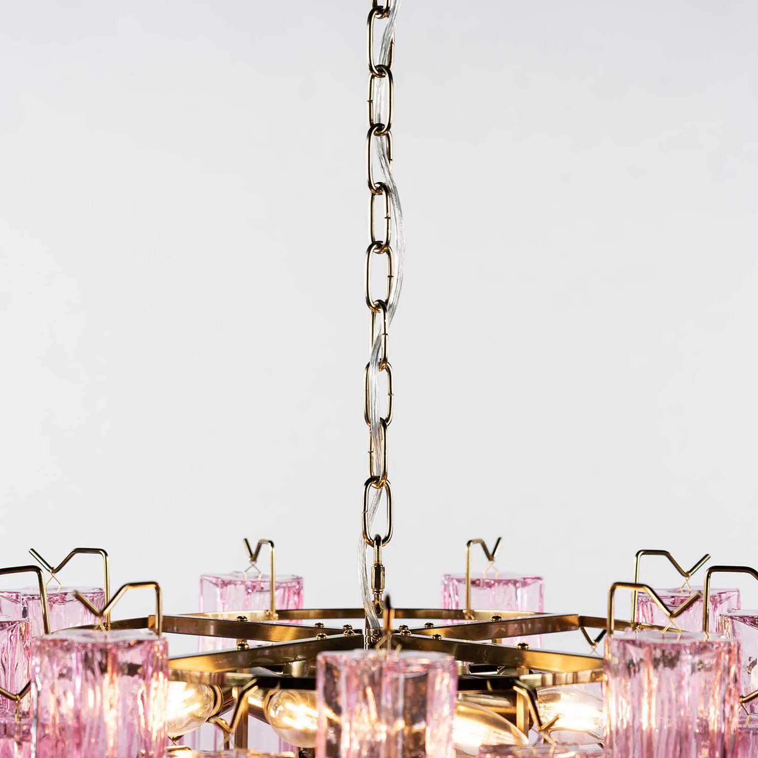 Kristallkrona Ø58xH50cm Rosa/Mässing  - Cagliari