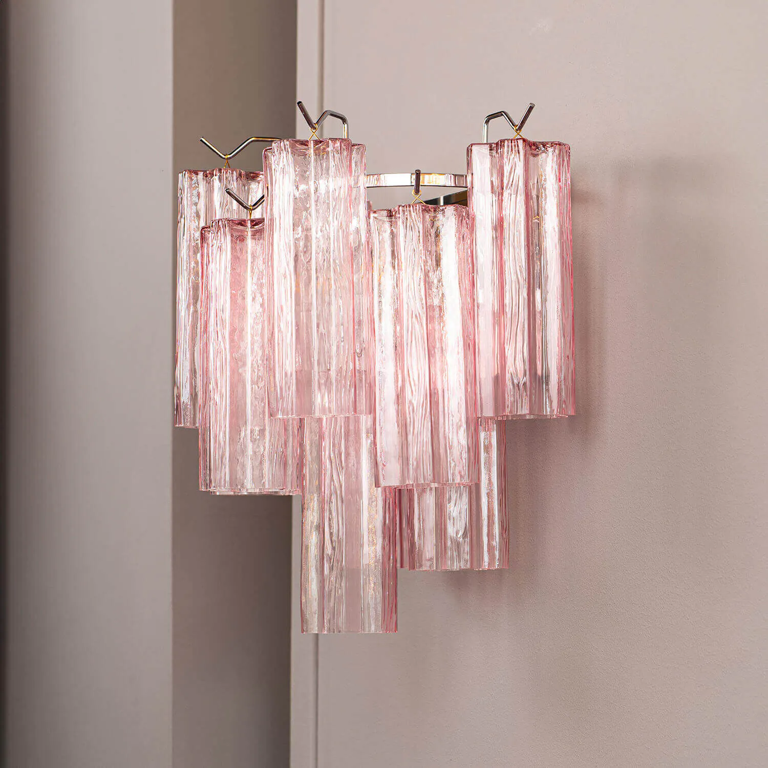 Vägglampa Kristall Rosa/Krom - Cagliari