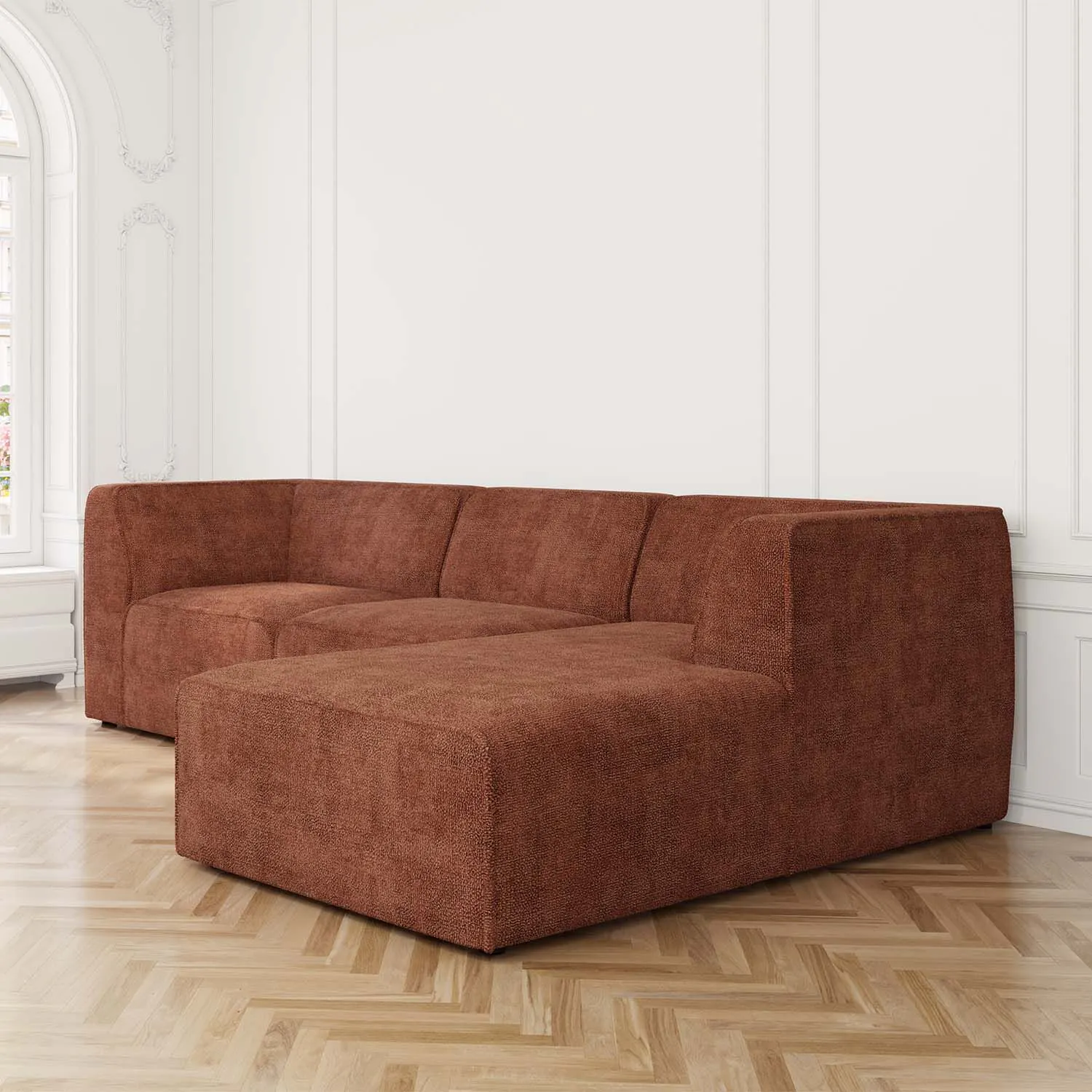 Divansoffa Höger 278cm Roströd - London