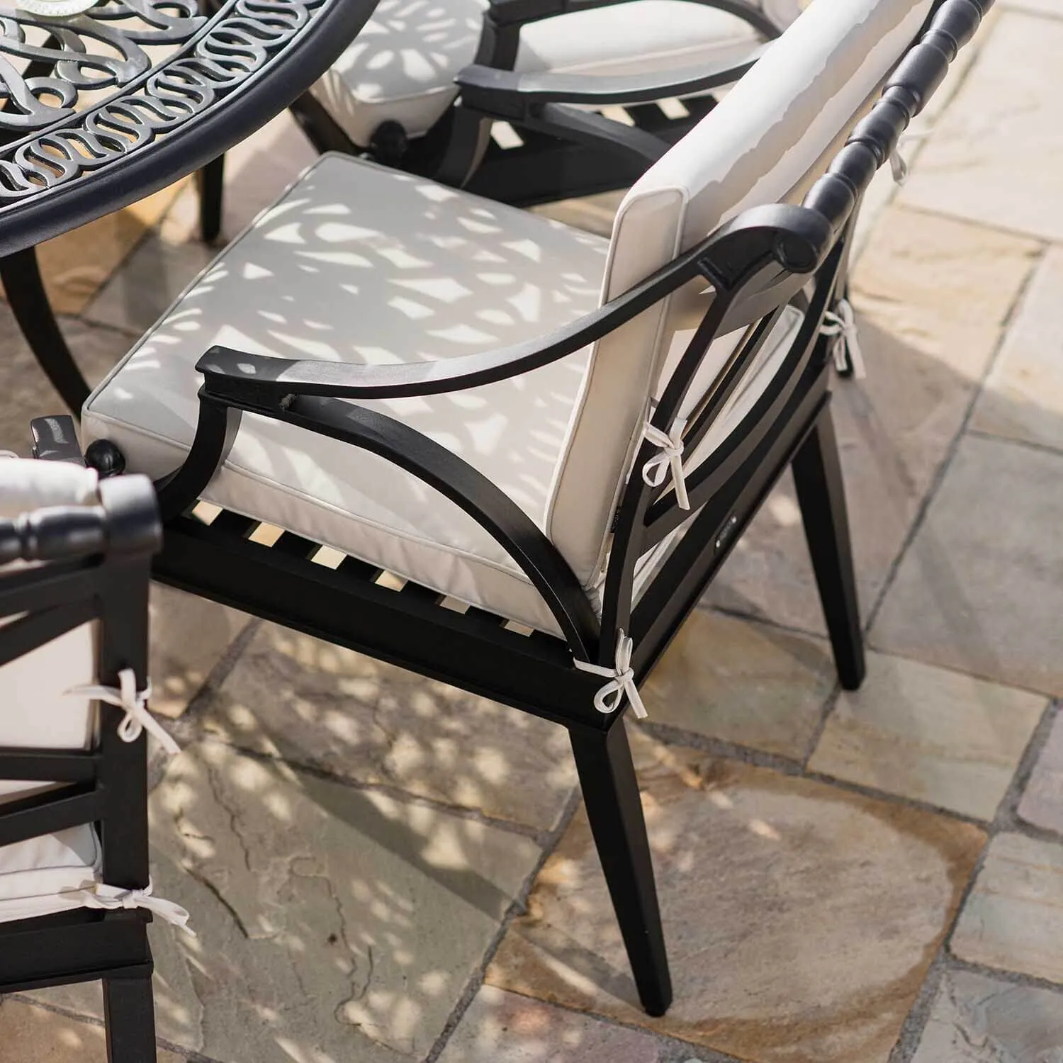 Rund Matgrupp Utomhus 6 Stolar Svart Aluminium - Amalfi Ø150cm