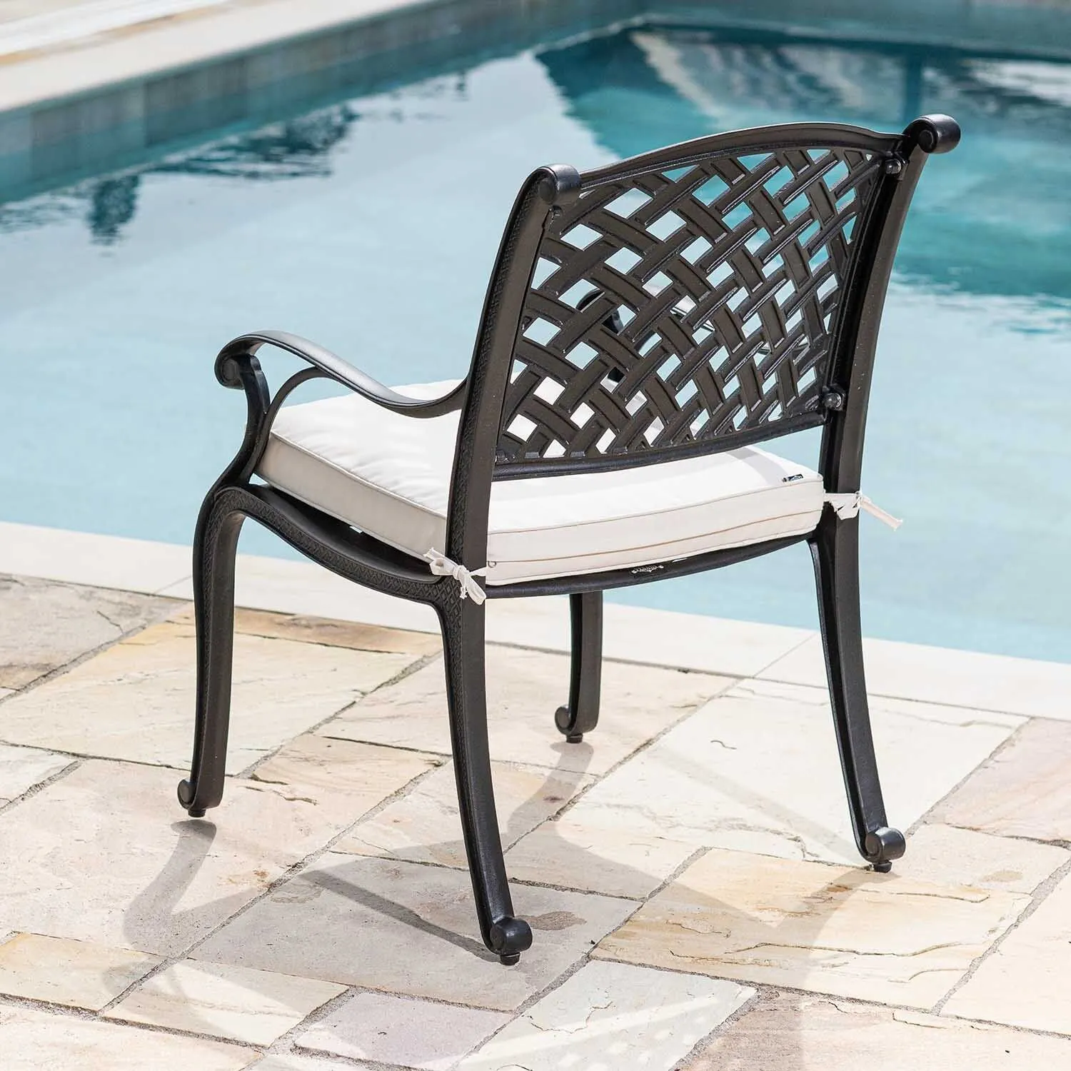 Matgrupp Utomhus Runt Bord Svart Aluminium 6 stolar - Salerno Ø122cm