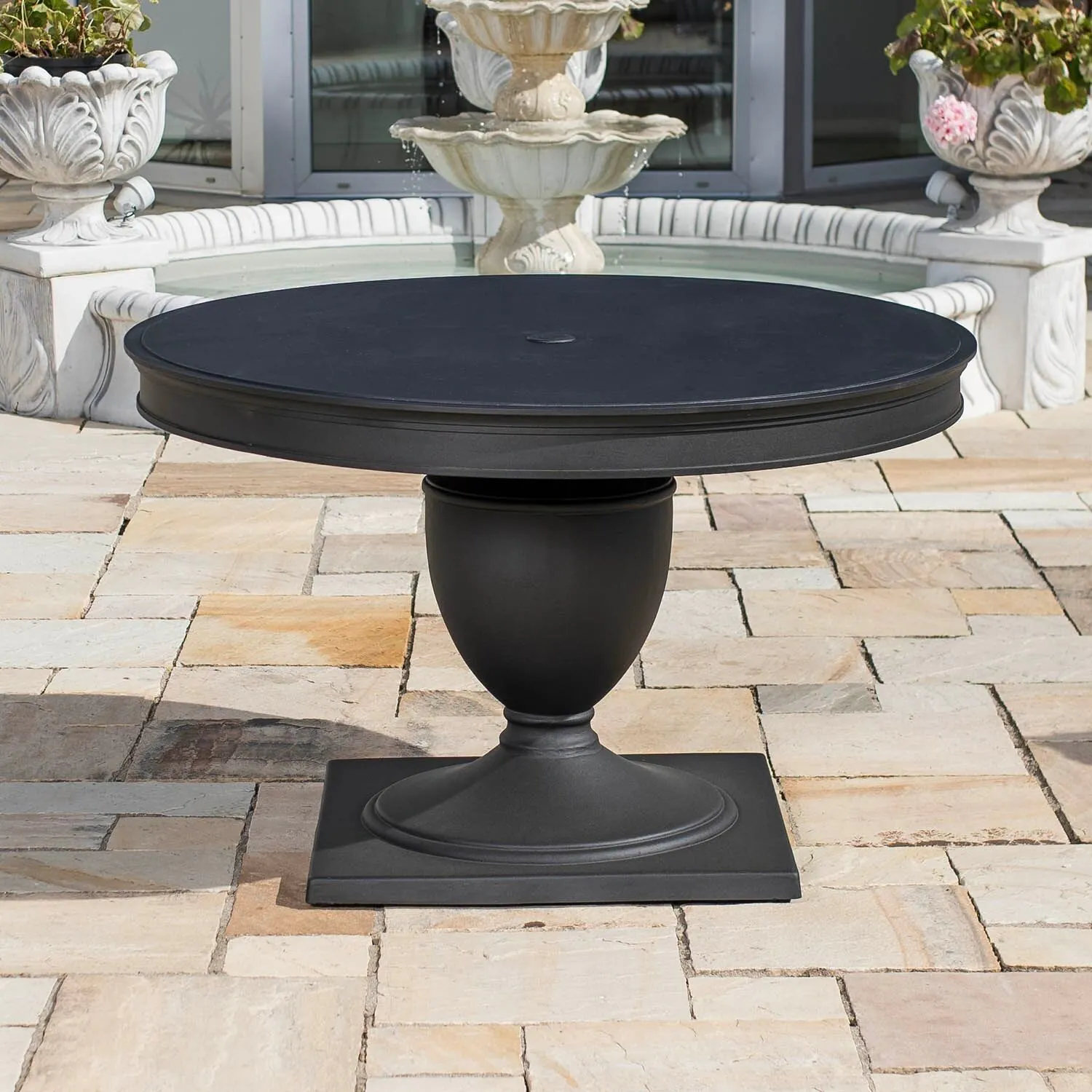 Matgrupp Utomhus Runt Bord Svart Aluminium 6 stolar - Salerno Ø122cm