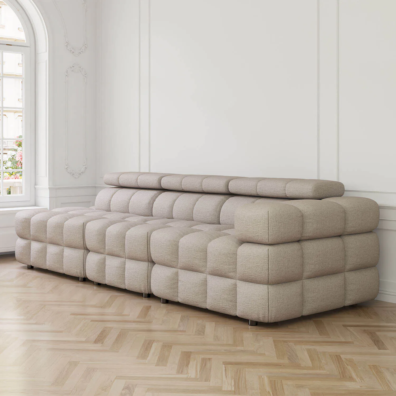 Soffa 3-sits 288cm Sand Armstöd Höger - Paris